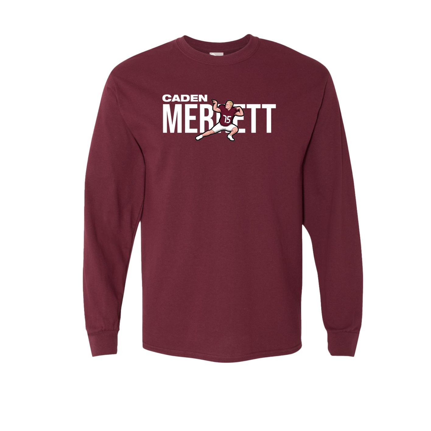 Long Sleeve Tee — Player Name in Maroon