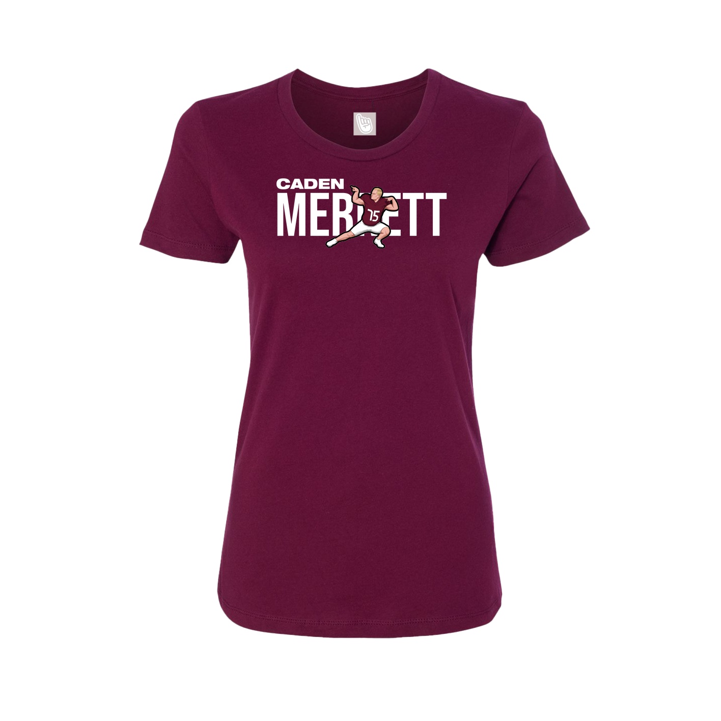 Fitted Women's Tee — Player Name in Maroon
