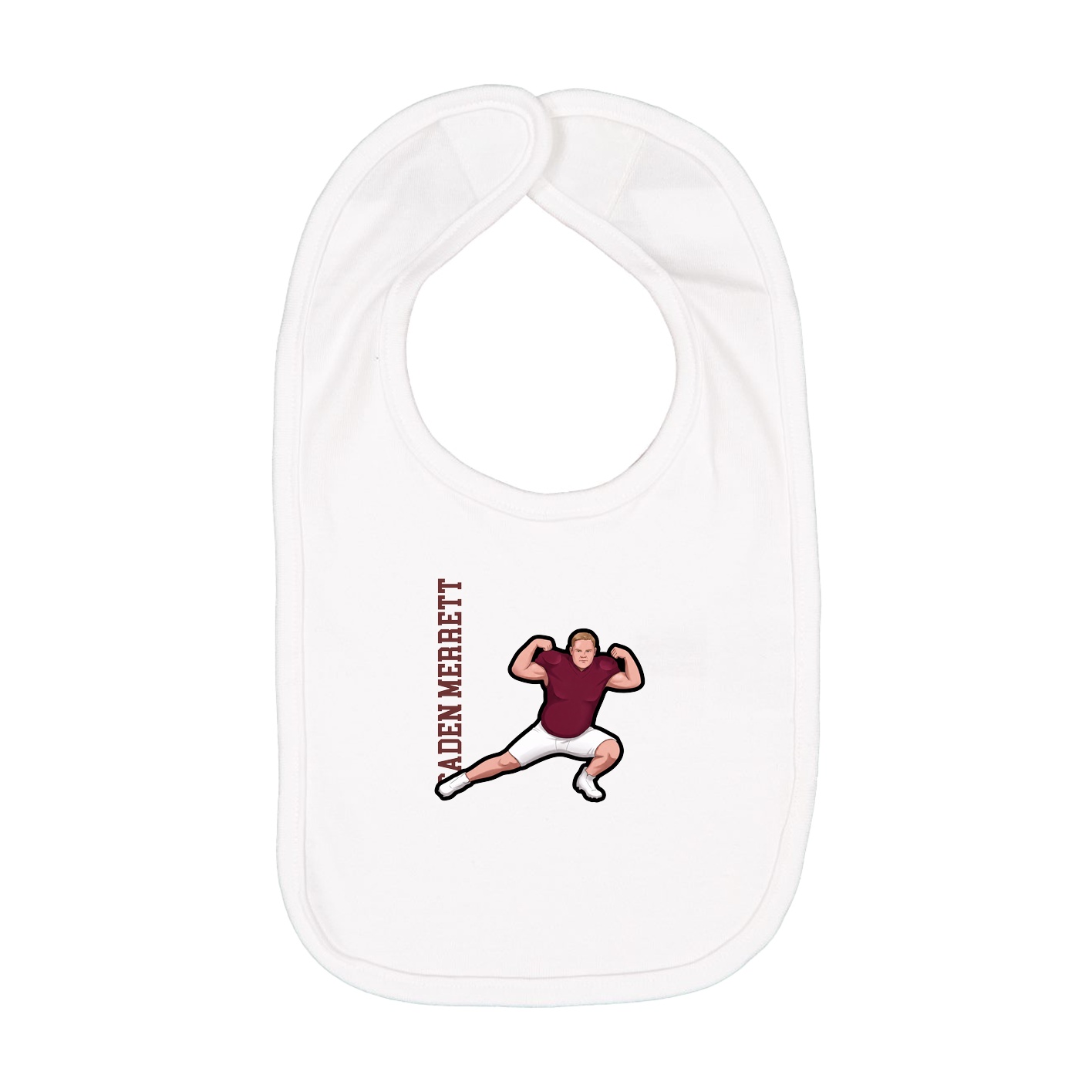 Infant Bib — Name Vertical in White
