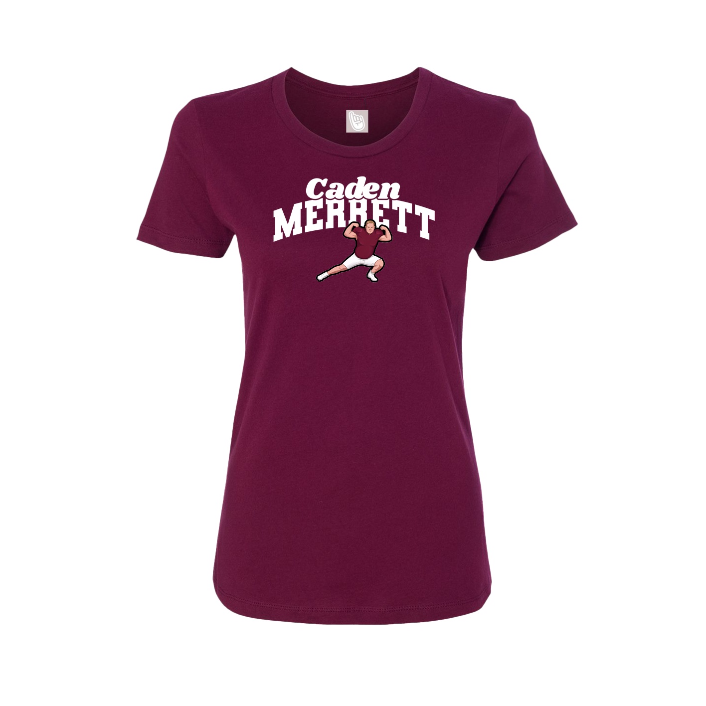 Fitted Women's Tee — Signature Arch in Maroon