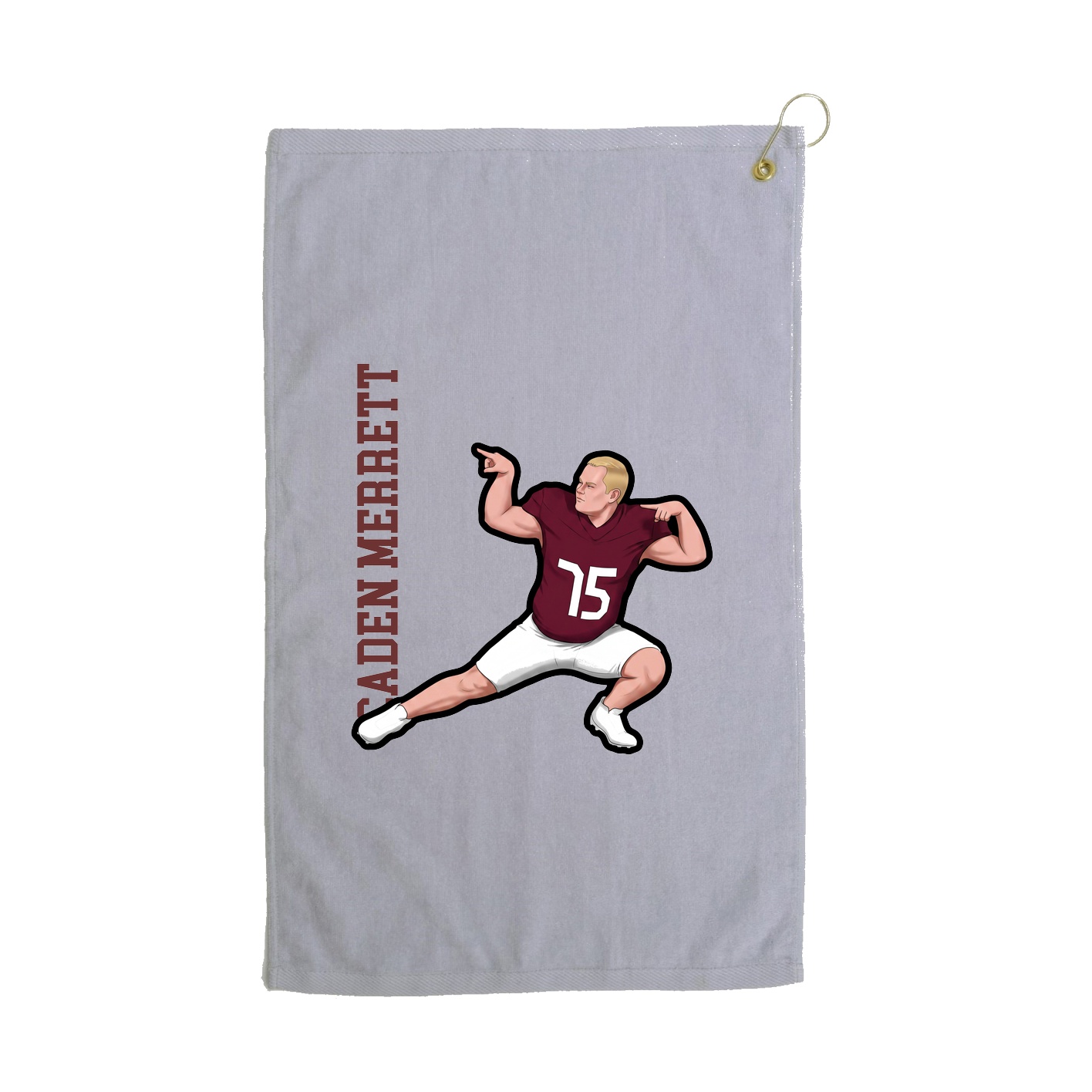 Golf Towel — Name Vertical in Grey