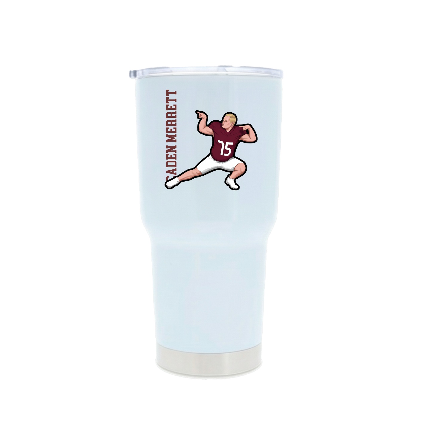 30oz Stainless Steel Tumbler — Name Vertical in White