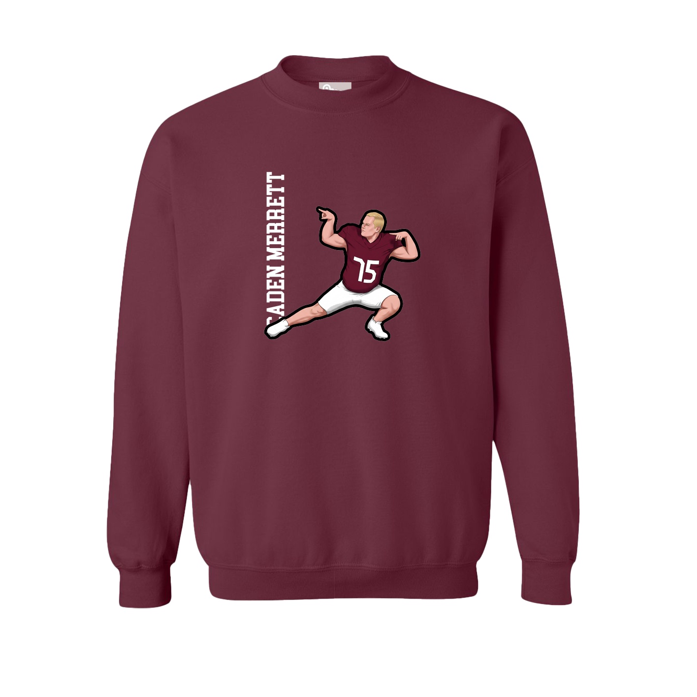 Fleece Crew — Name Vertical in Maroon
