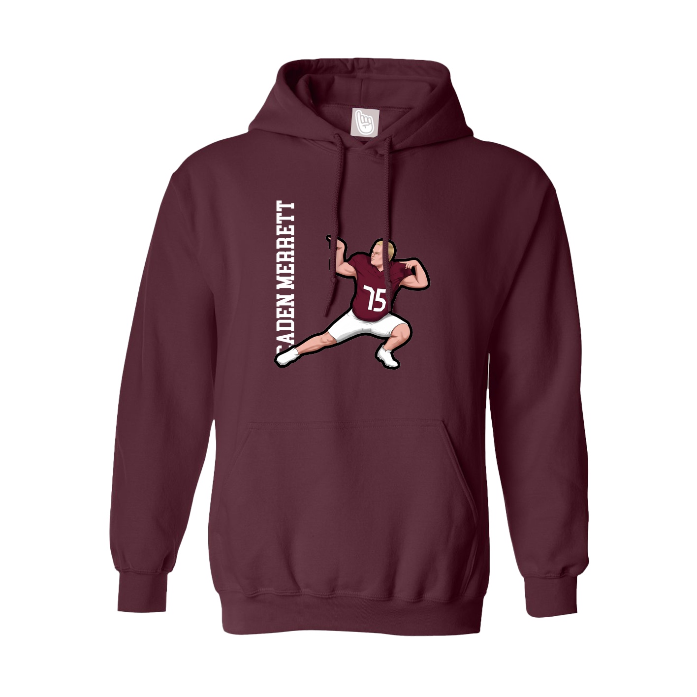 Youth Hoodie — Name Vertical in Maroon