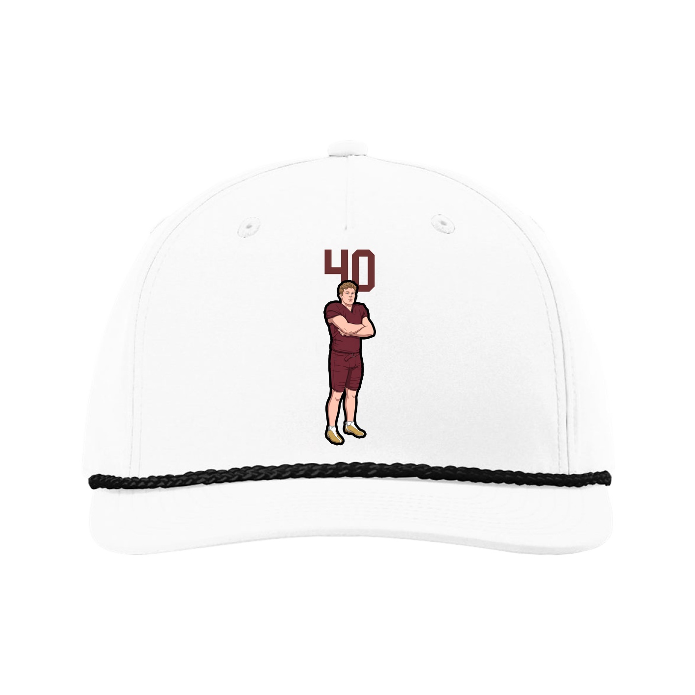 Five-Panel Classic Rope Cap — Number Top in White