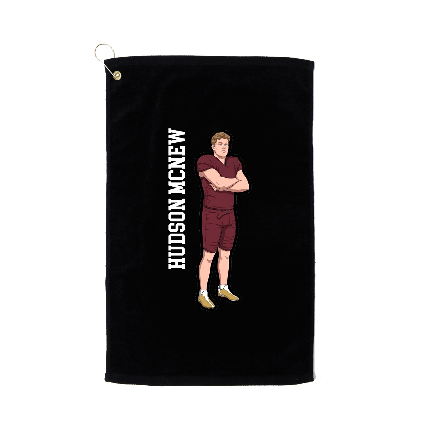 Golf Towel — Name Vertical in Black
