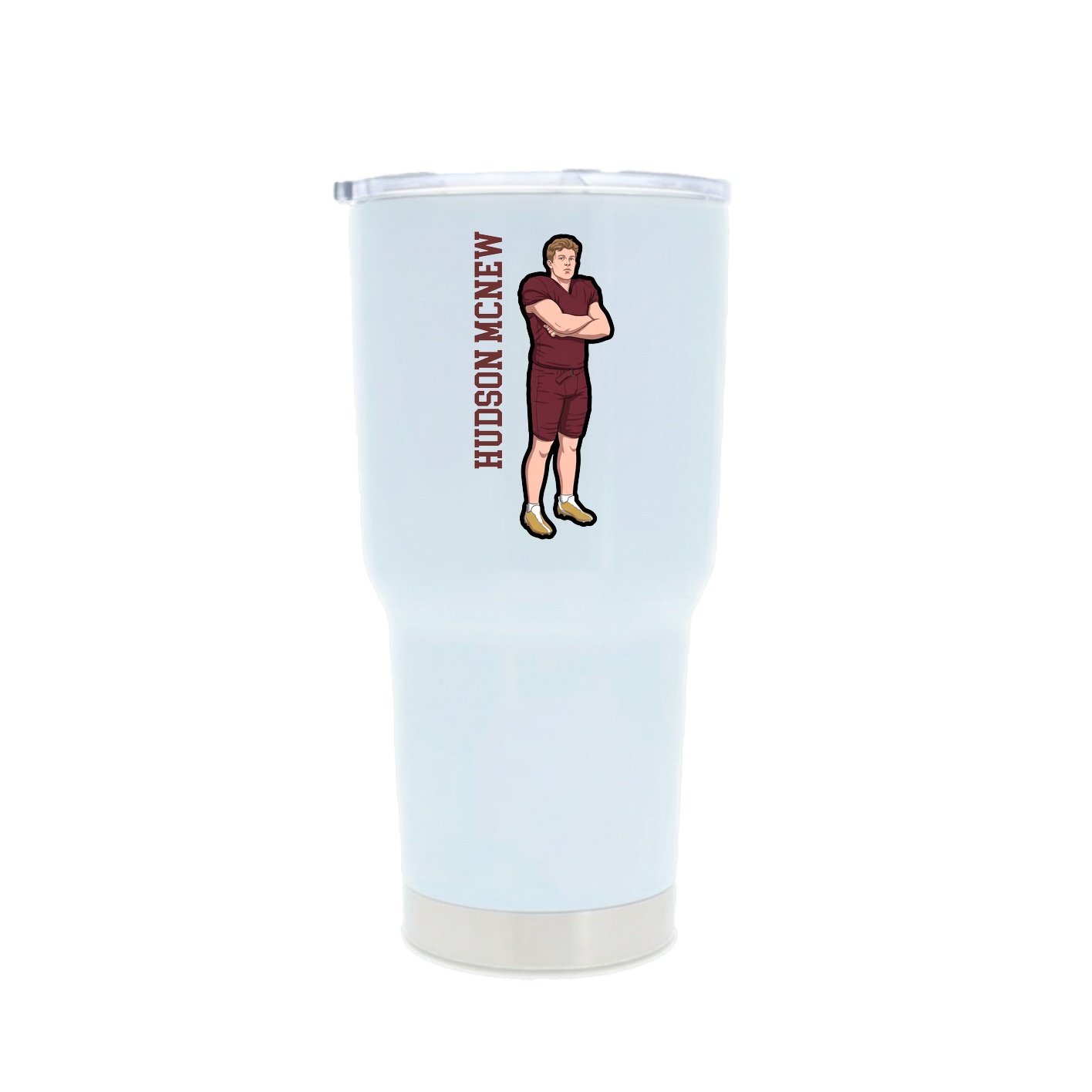 30oz Stainless Steel Tumbler — Name Vertical in White