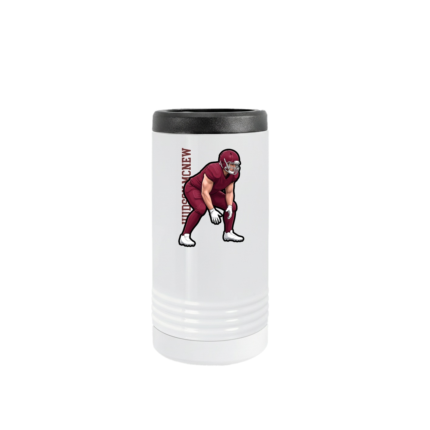 Slim Beverage Holder — Name Vertical in White