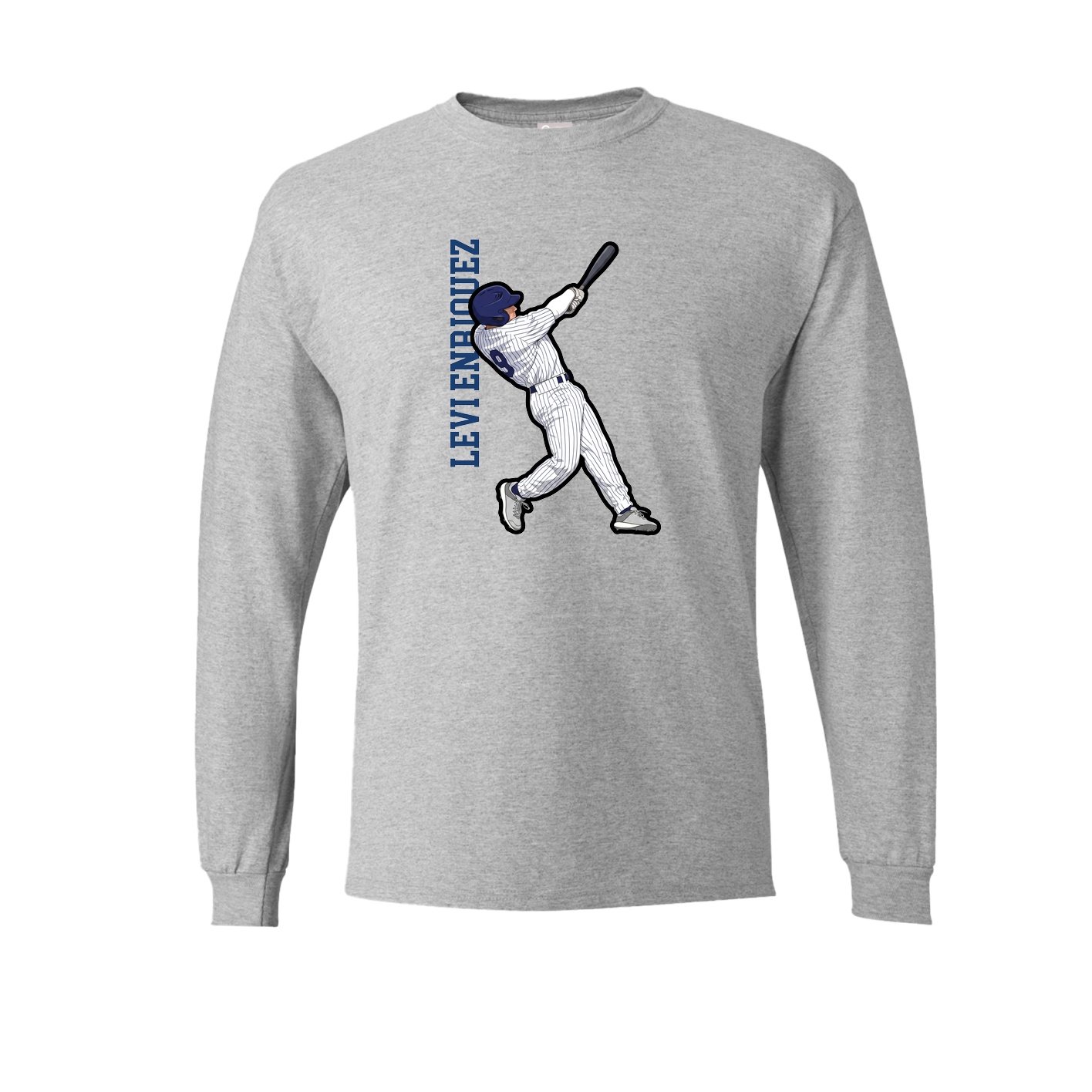 Long Sleeve Tee — Name Vertical in Grey