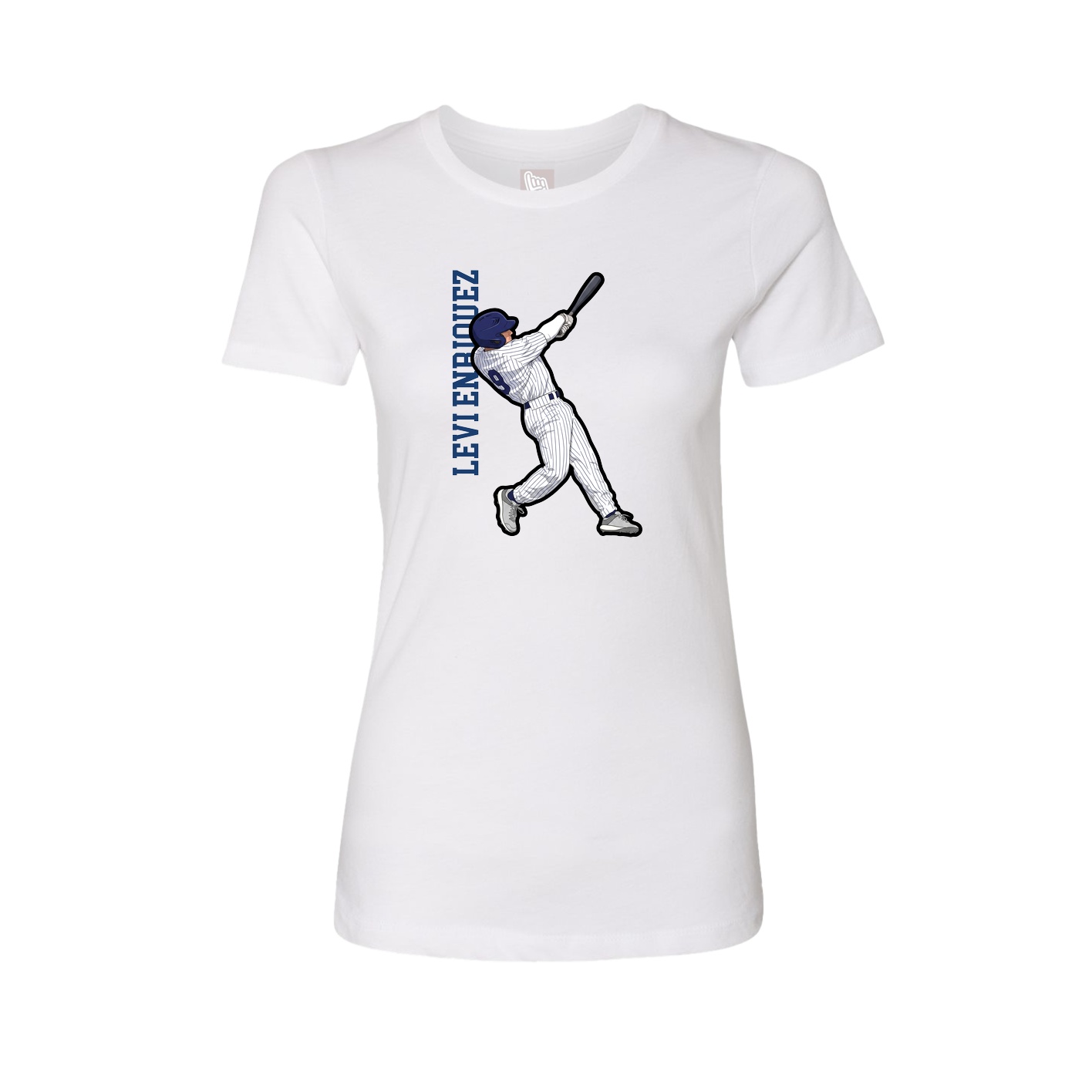 Fitted Women's Tee — Name Vertical in White