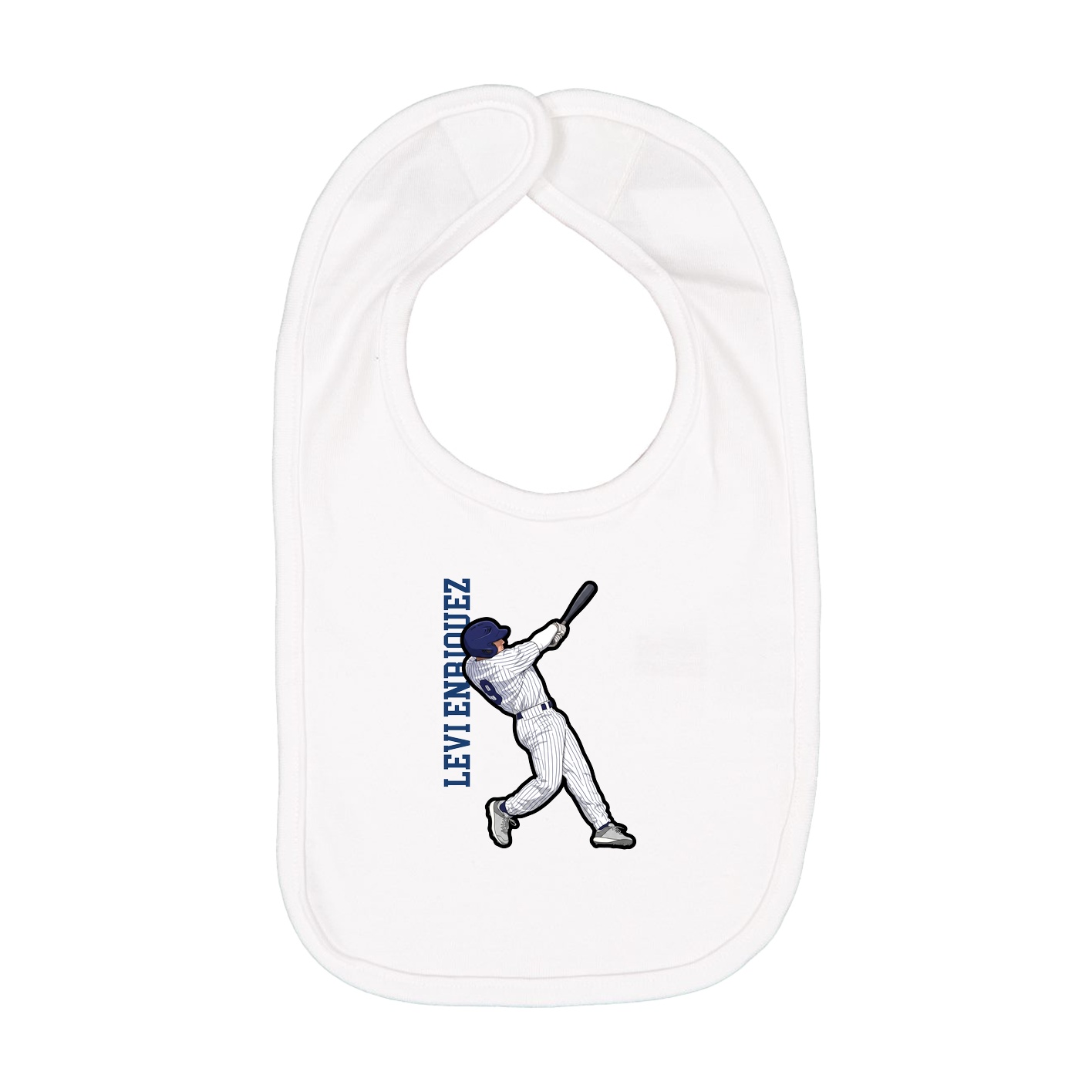 Infant Bib — Name Vertical in White