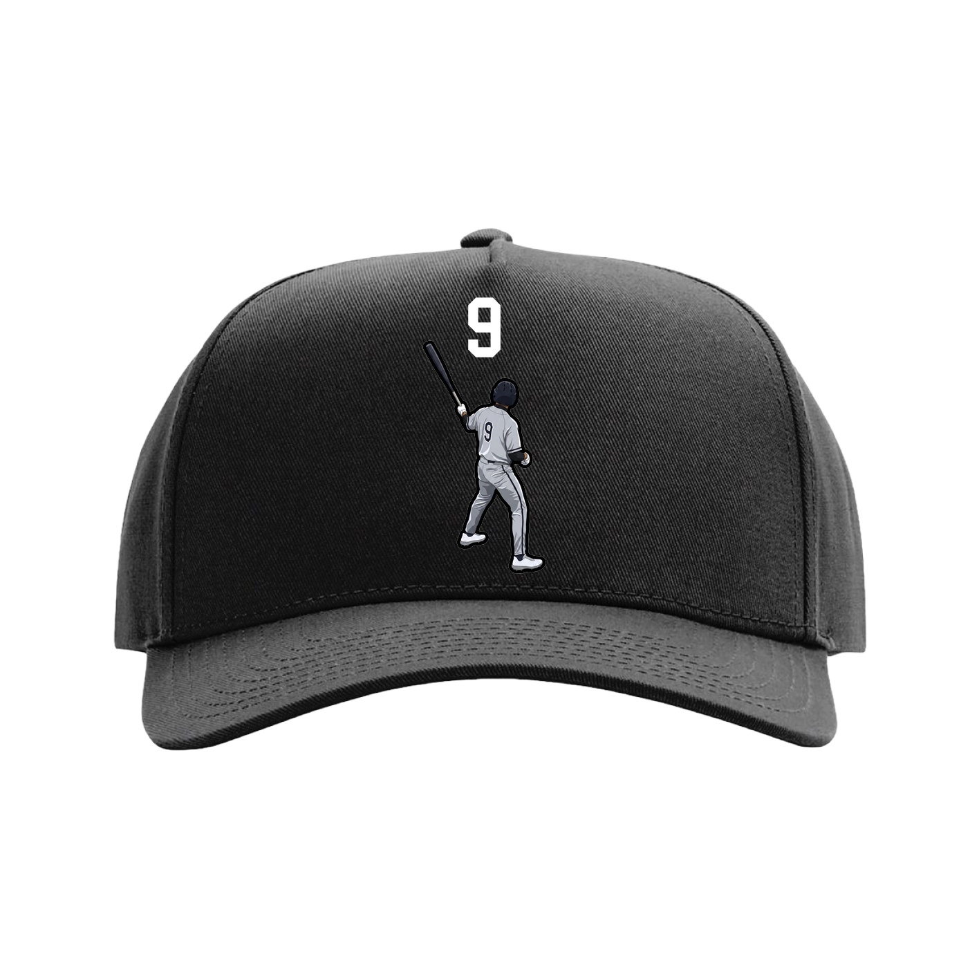 Full Fabric Five-Panel Champ Cap — Number Top in Black