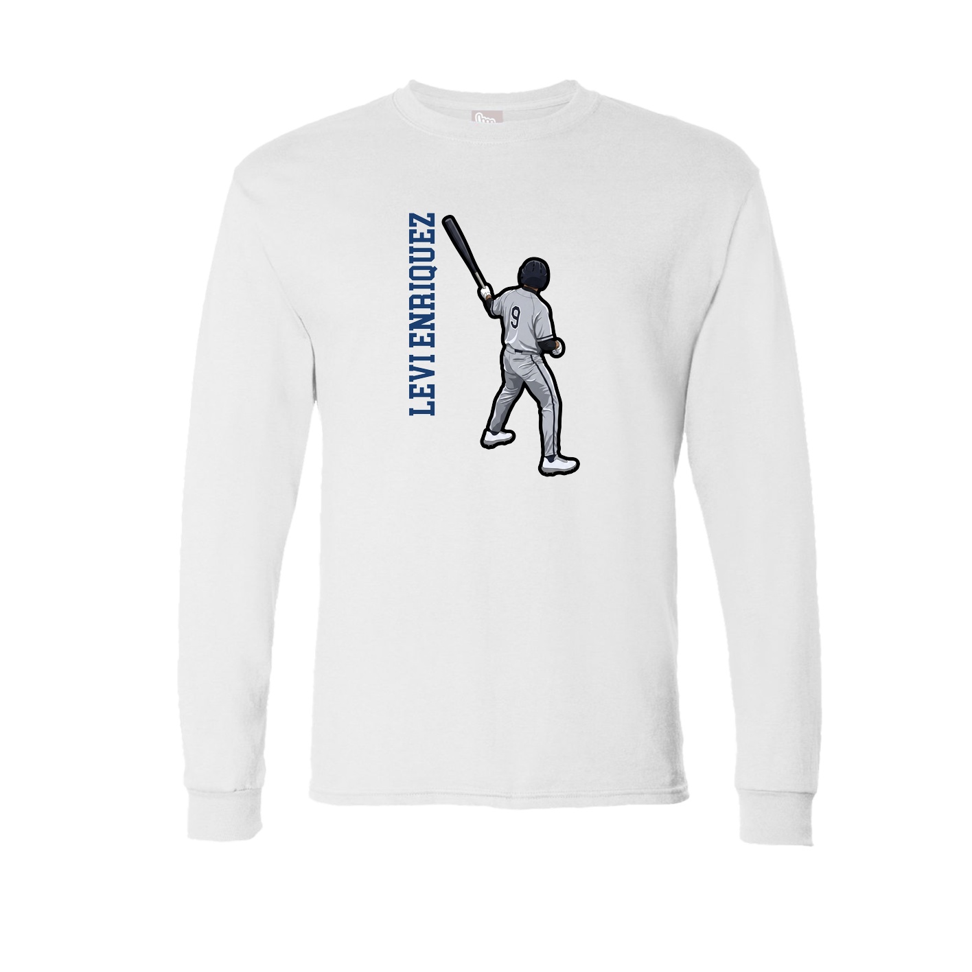 Long Sleeve Tee — Name Vertical in White