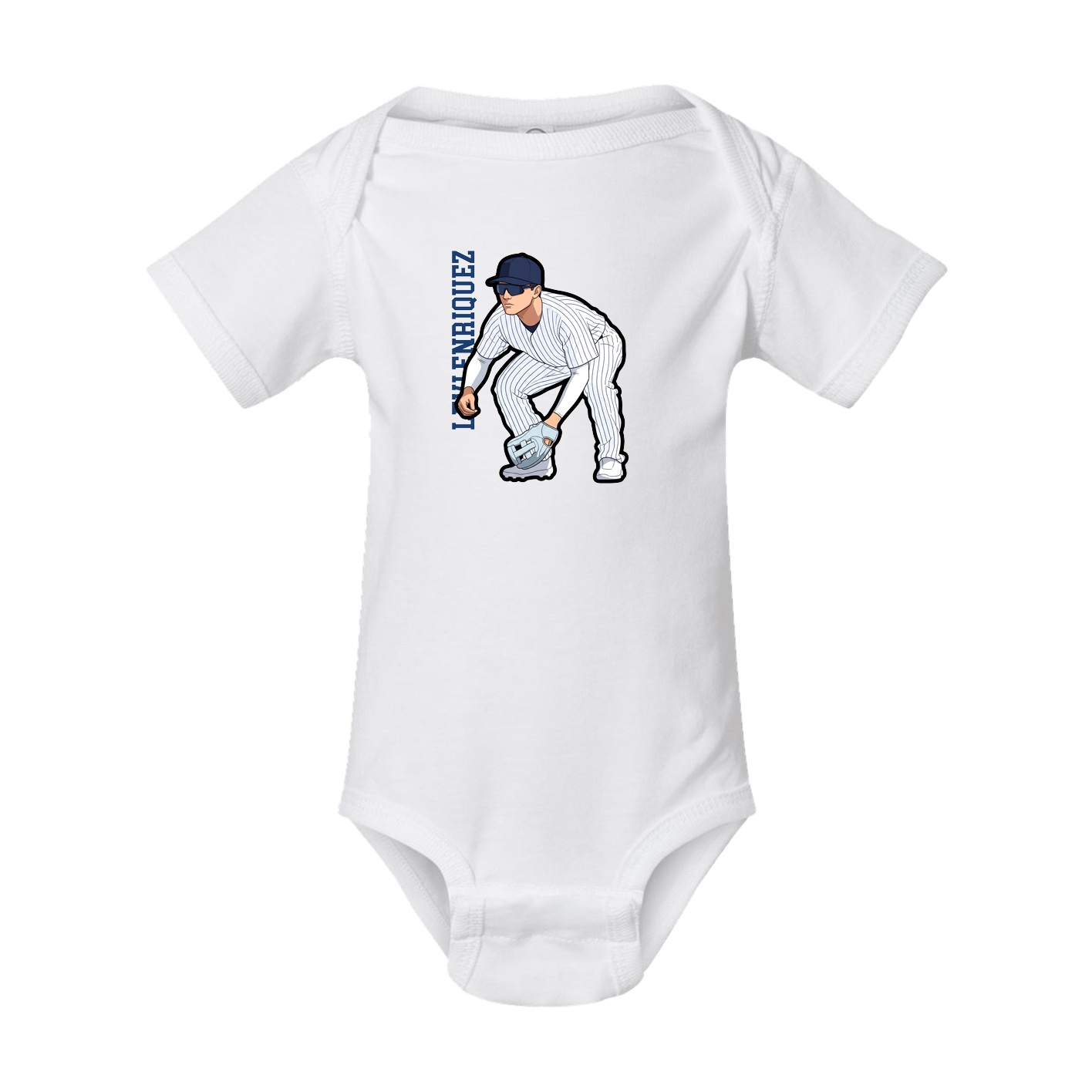 Baby Onesie — Name Vertical in White