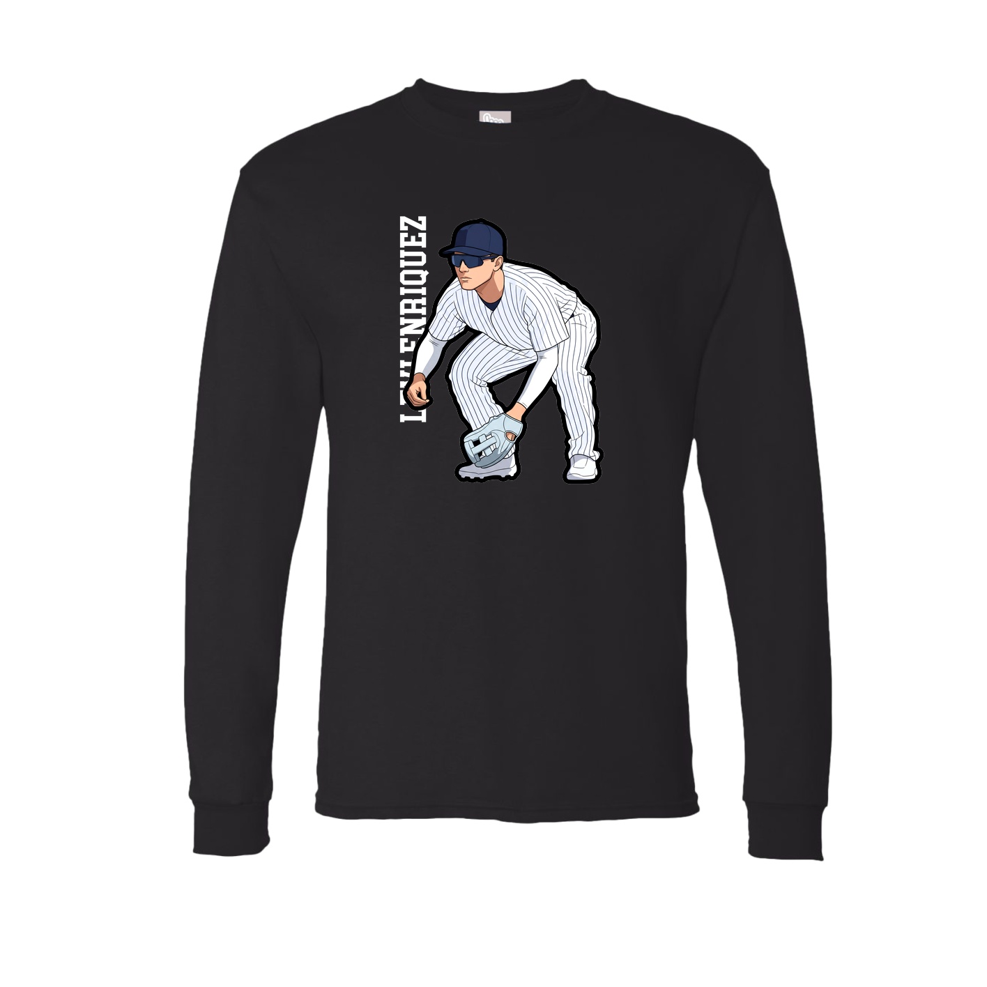 Long Sleeve Tee — Name Vertical in Black