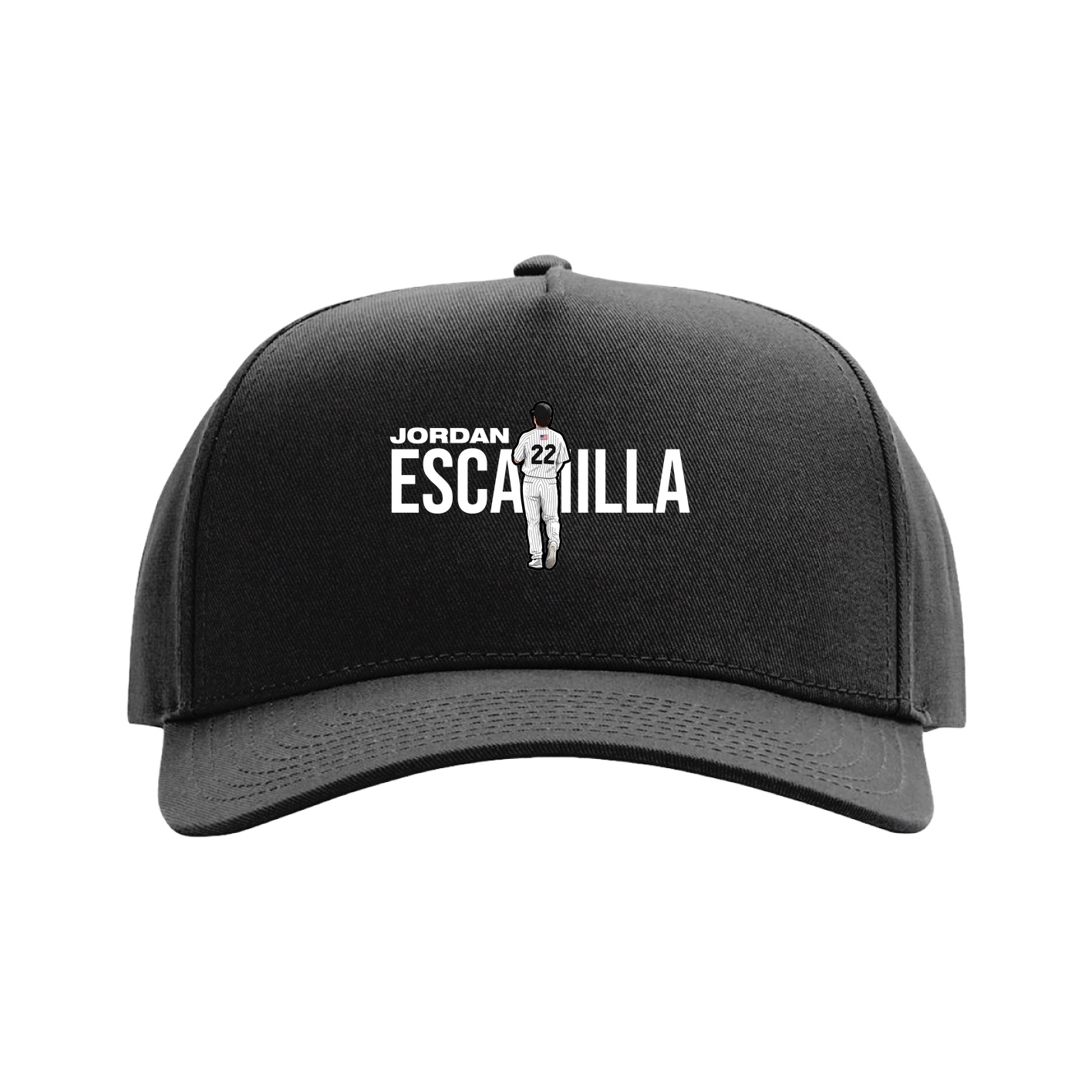 Full Fabric Five-Panel Champ Cap — Player Name in Black