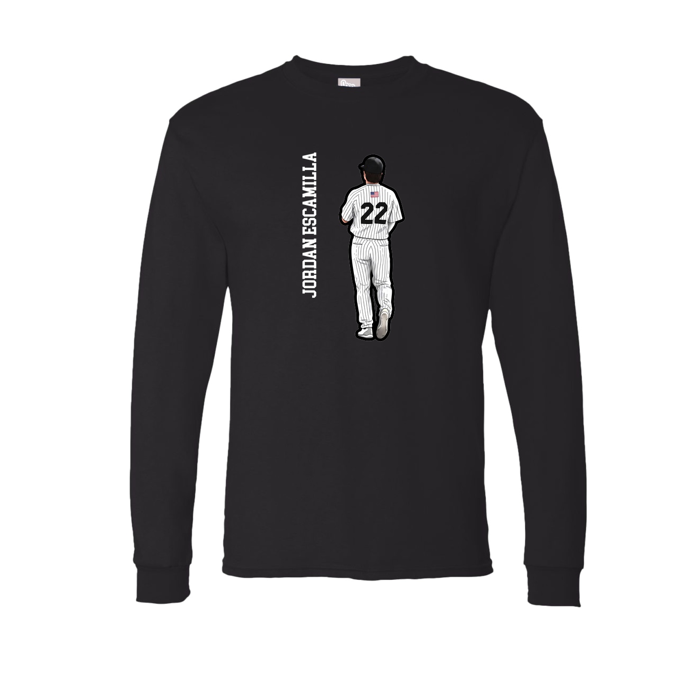 Long Sleeve Tee — Name Vertical in Black