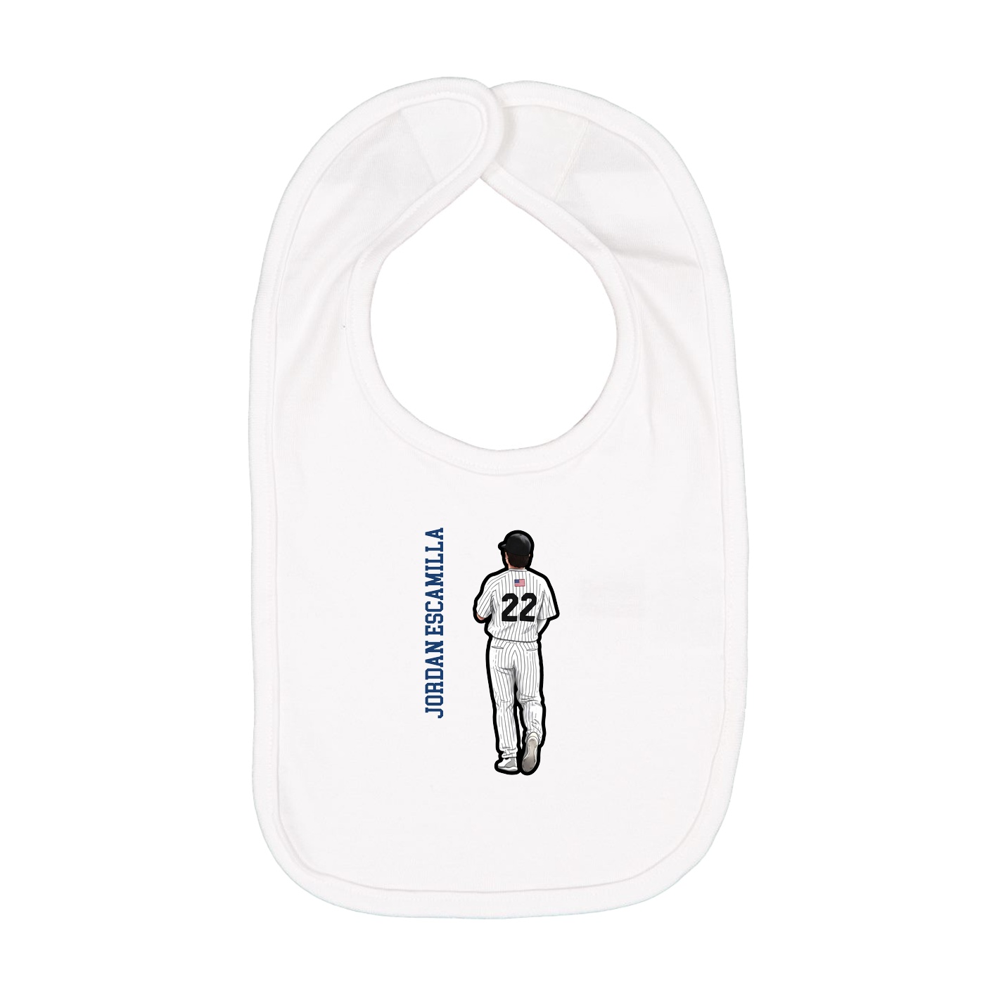 Infant Bib — Name Vertical in White
