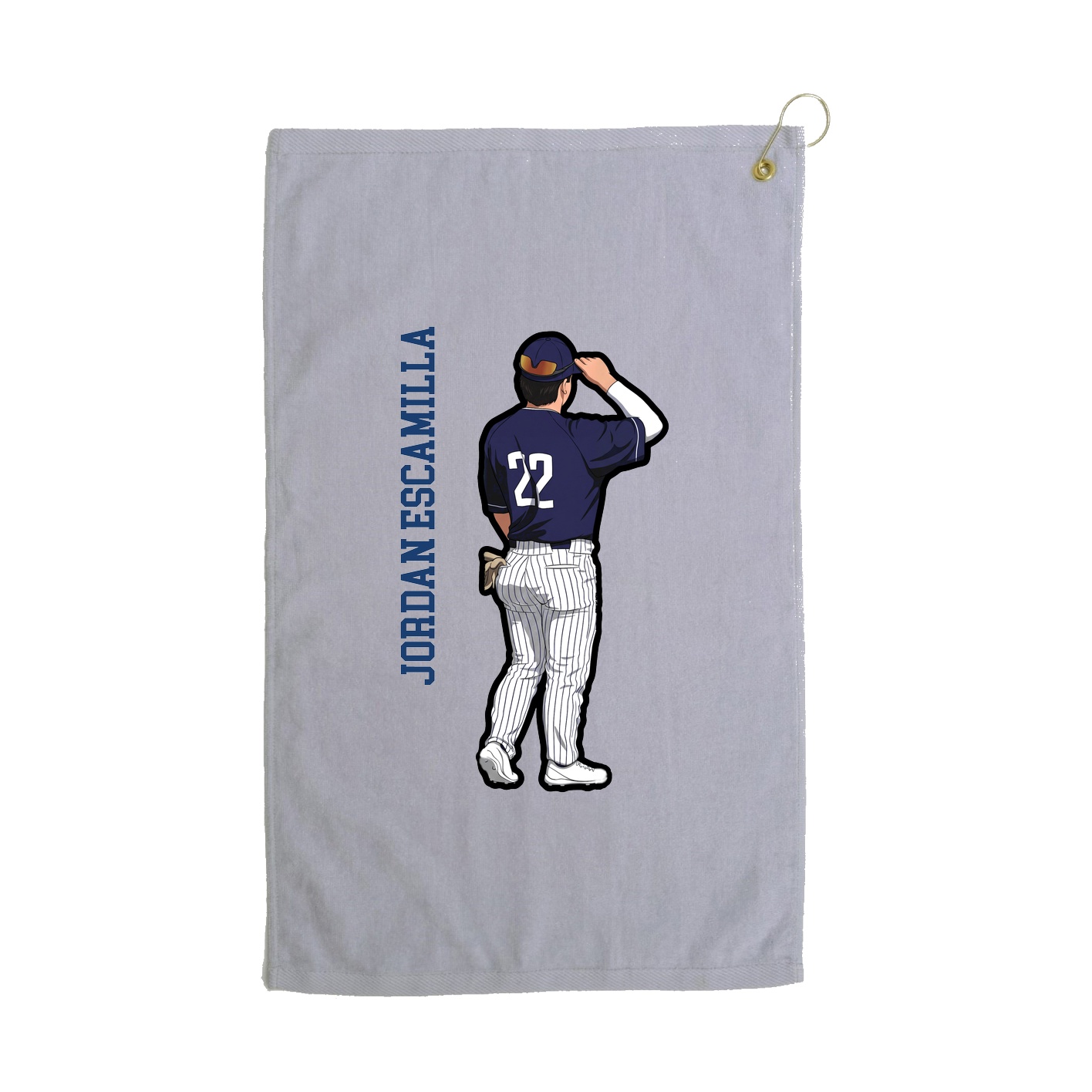 Golf Towel — Name Vertical in Grey