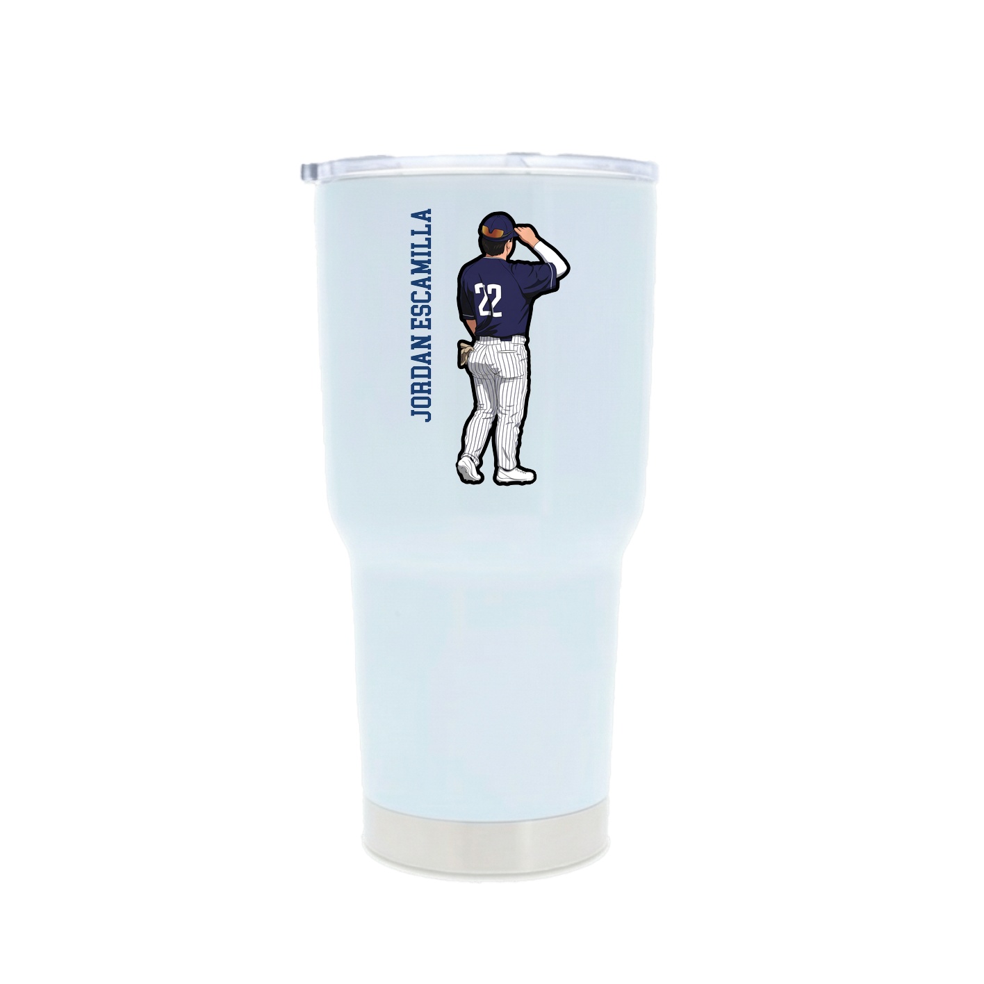 30oz Stainless Steel Tumbler — Name Vertical in White