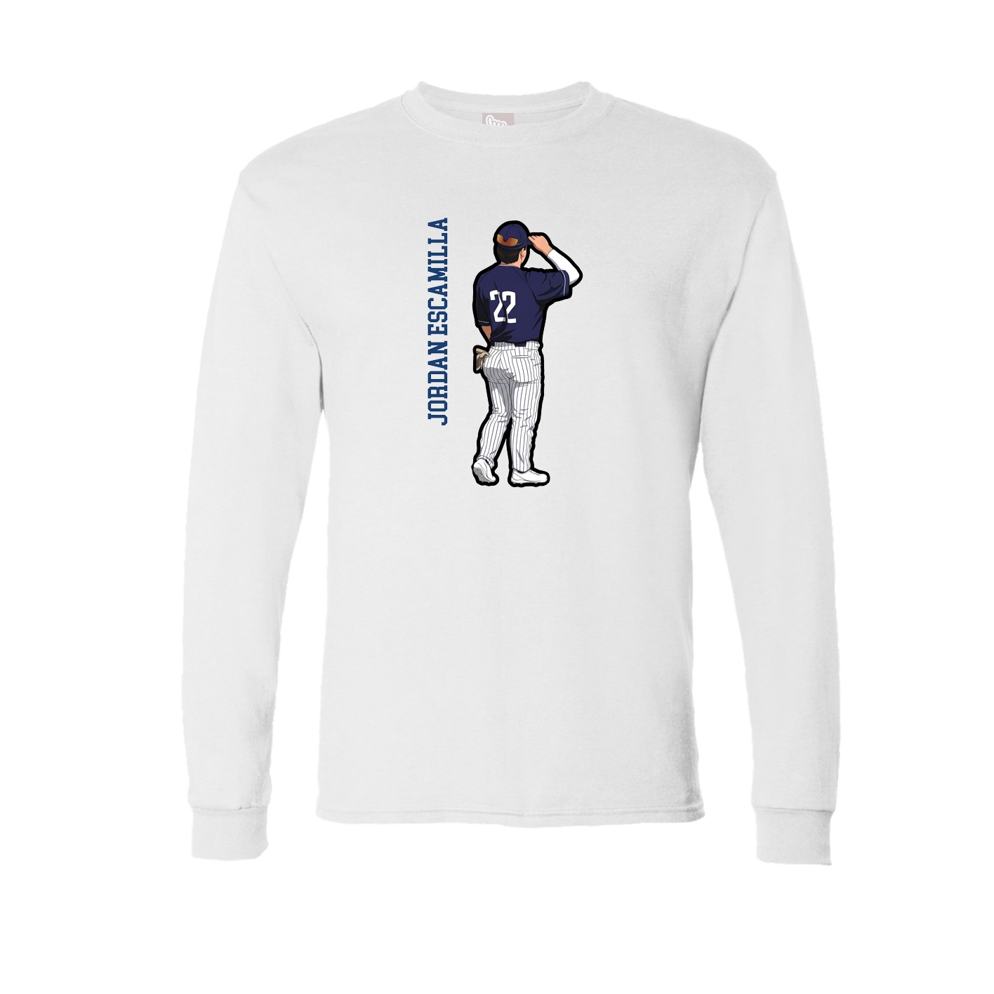 Long Sleeve Tee — Name Vertical in White