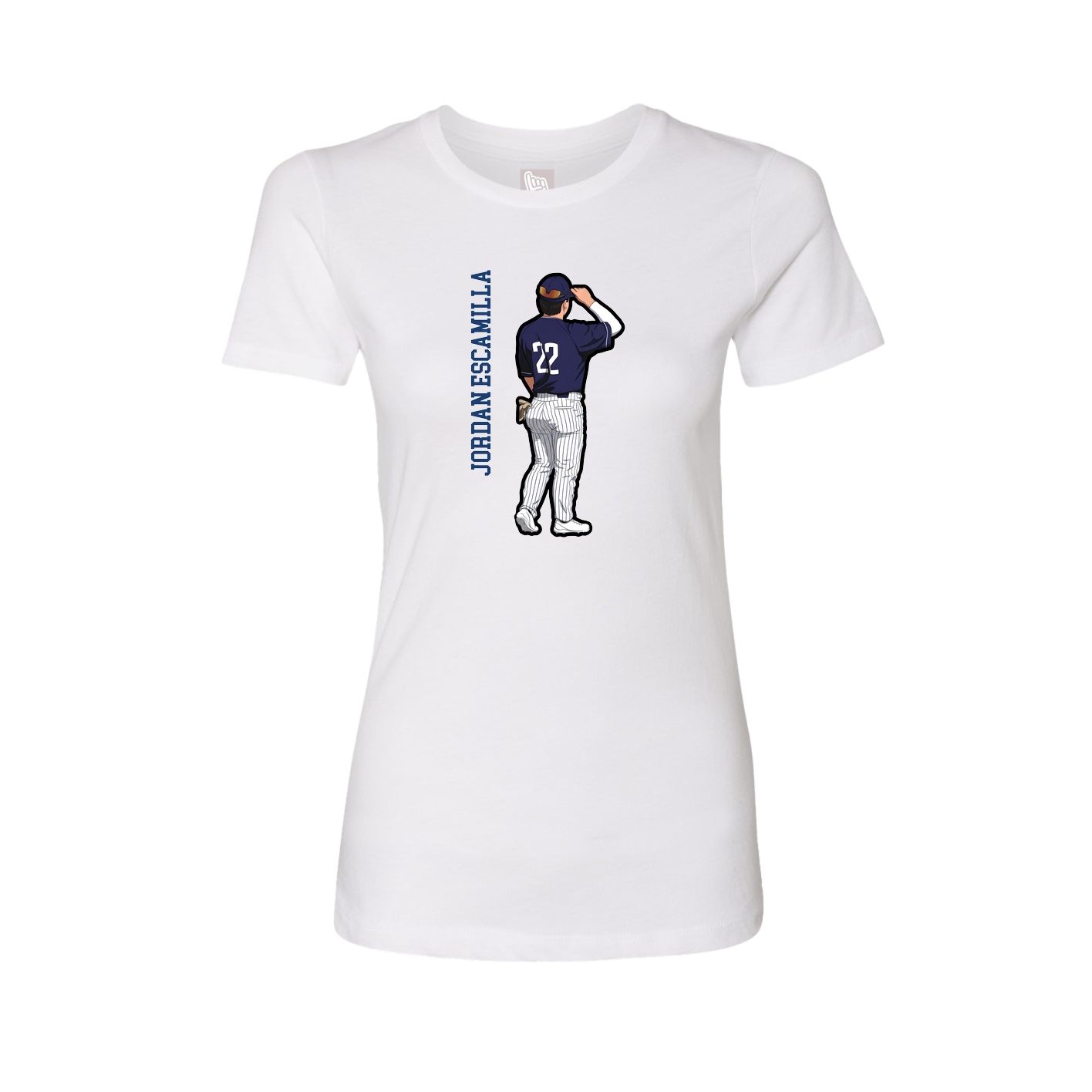 Fitted Women's Tee — Name Vertical in White