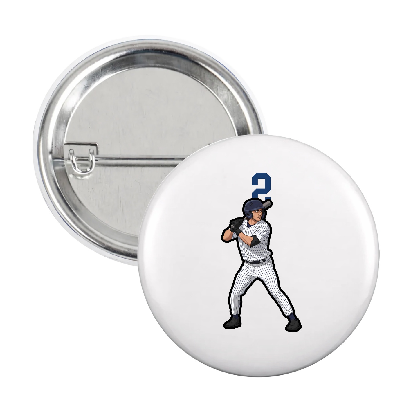 Game Day Button — Number Top in White