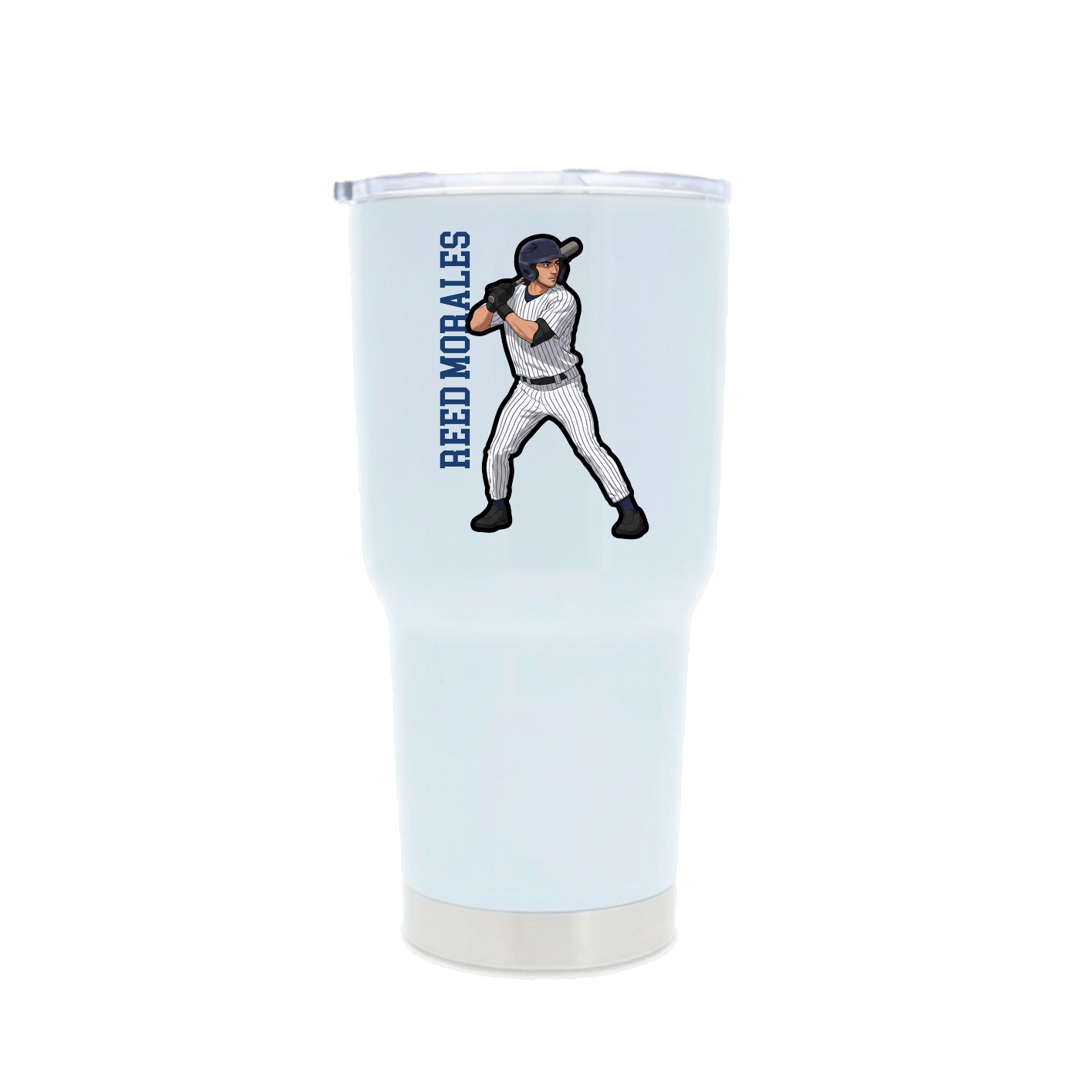 30oz Stainless Steel Tumbler — Name Vertical in White