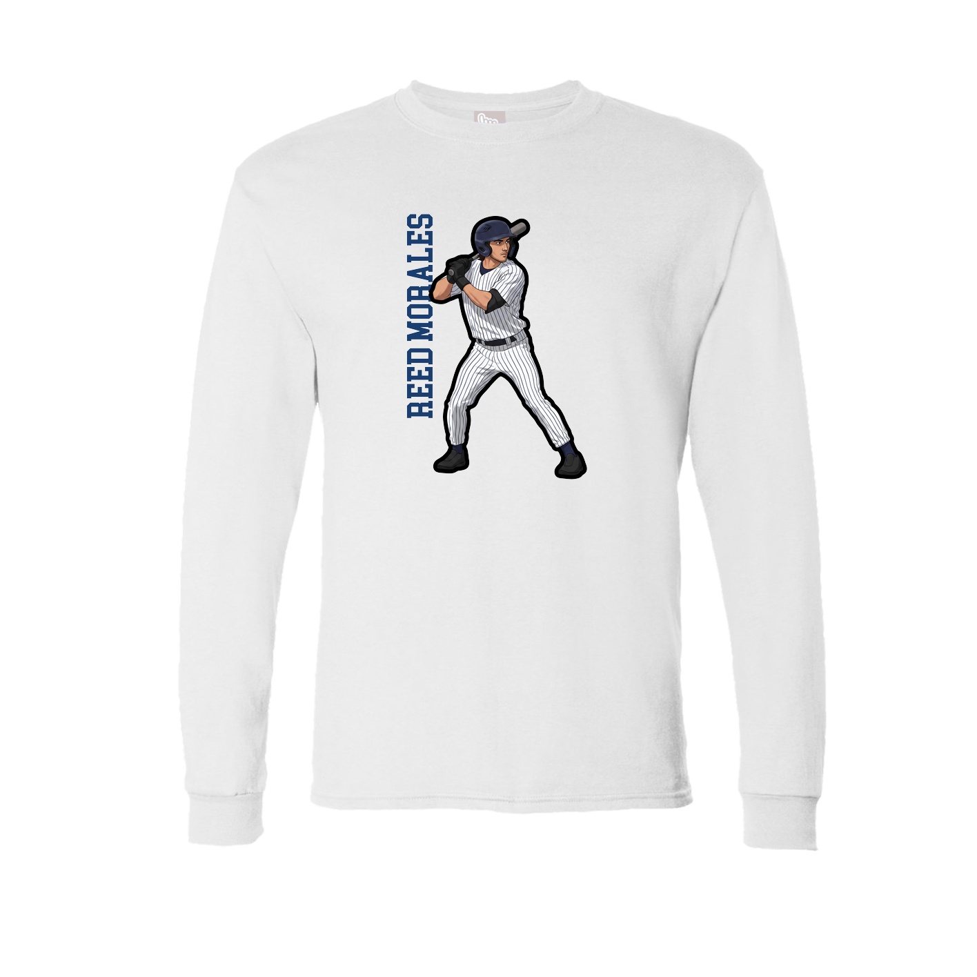 Long Sleeve Tee — Name Vertical in White