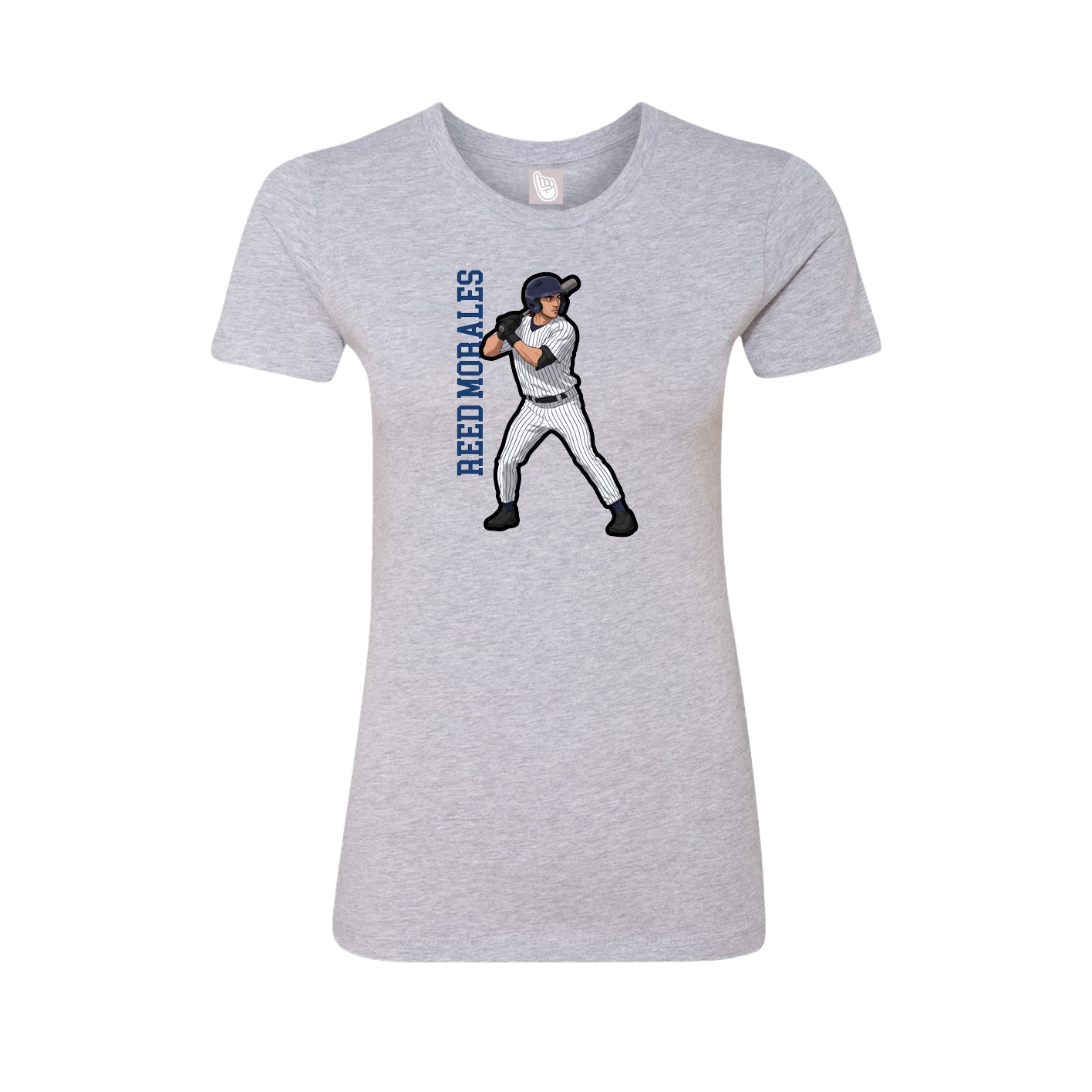 Fitted Women's Tee — Name Vertical in Grey
