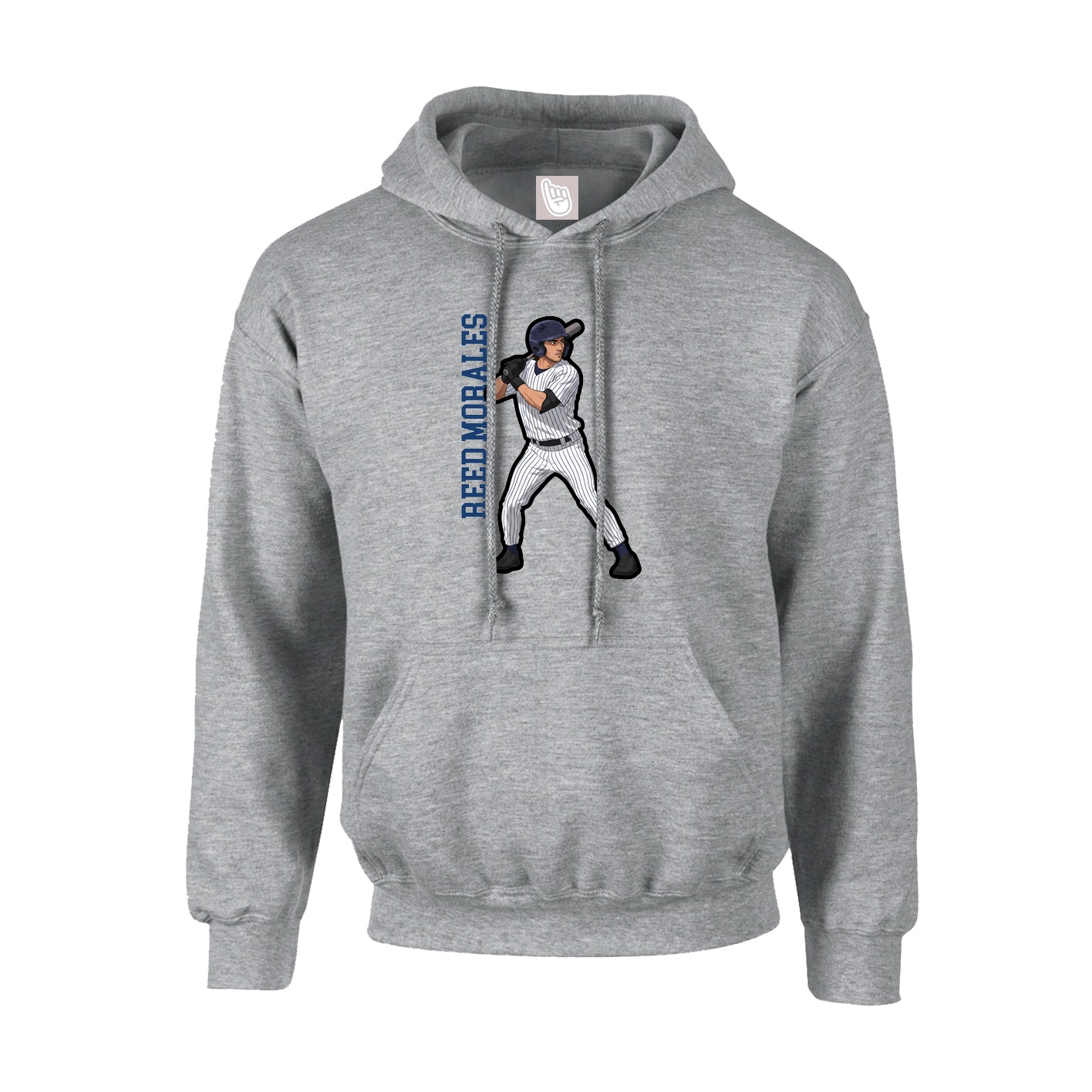 Youth Hoodie — Name Vertical in Grey