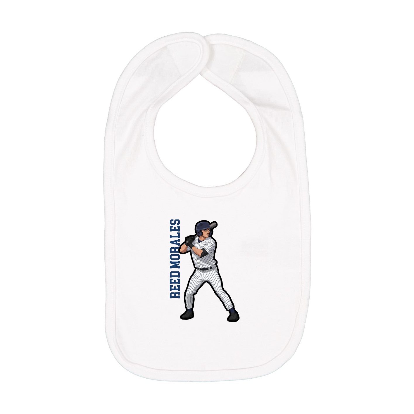 Infant Bib — Name Vertical in White