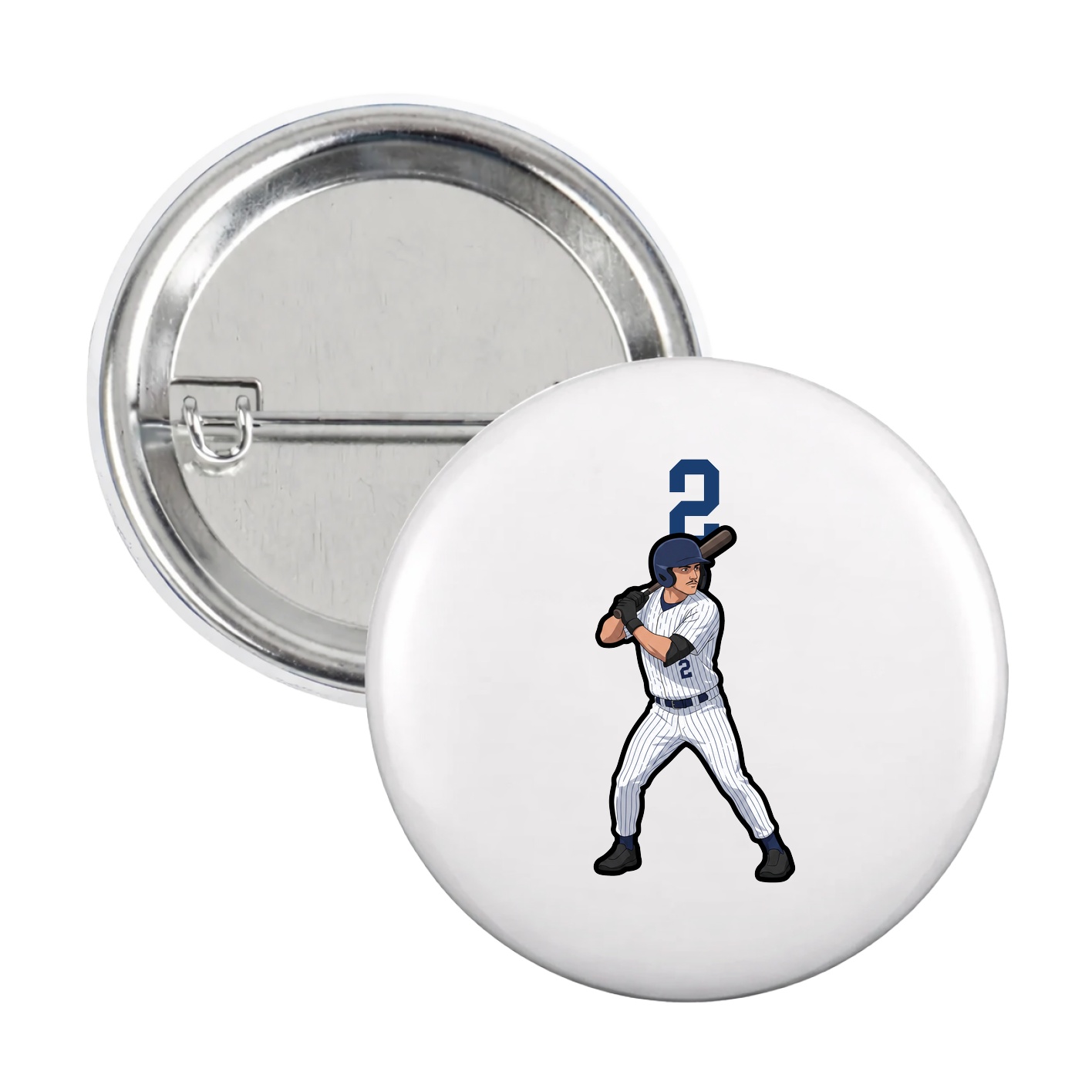 Game Day Button — Number Top in White