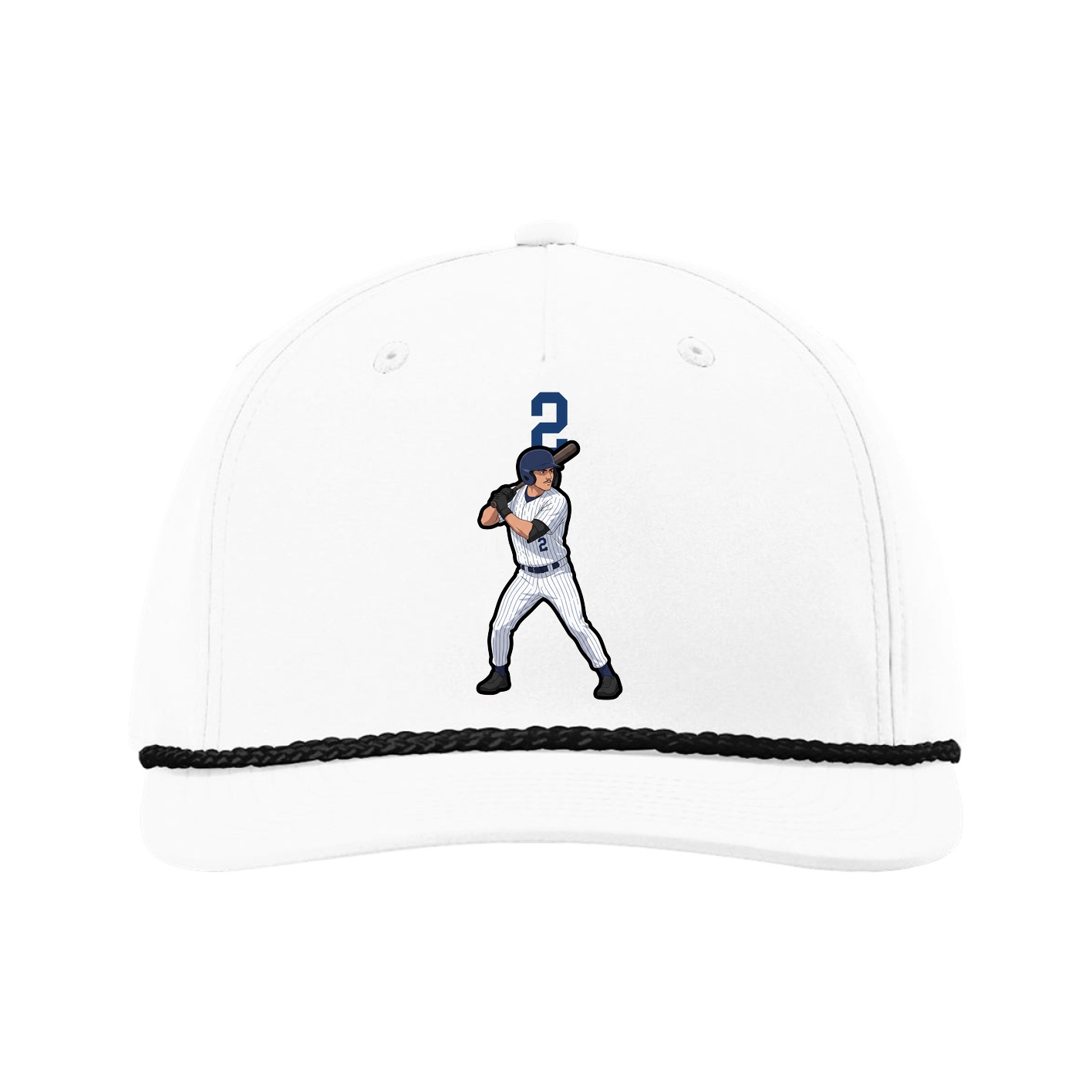 Five-Panel Classic Rope Cap — Number Top in White