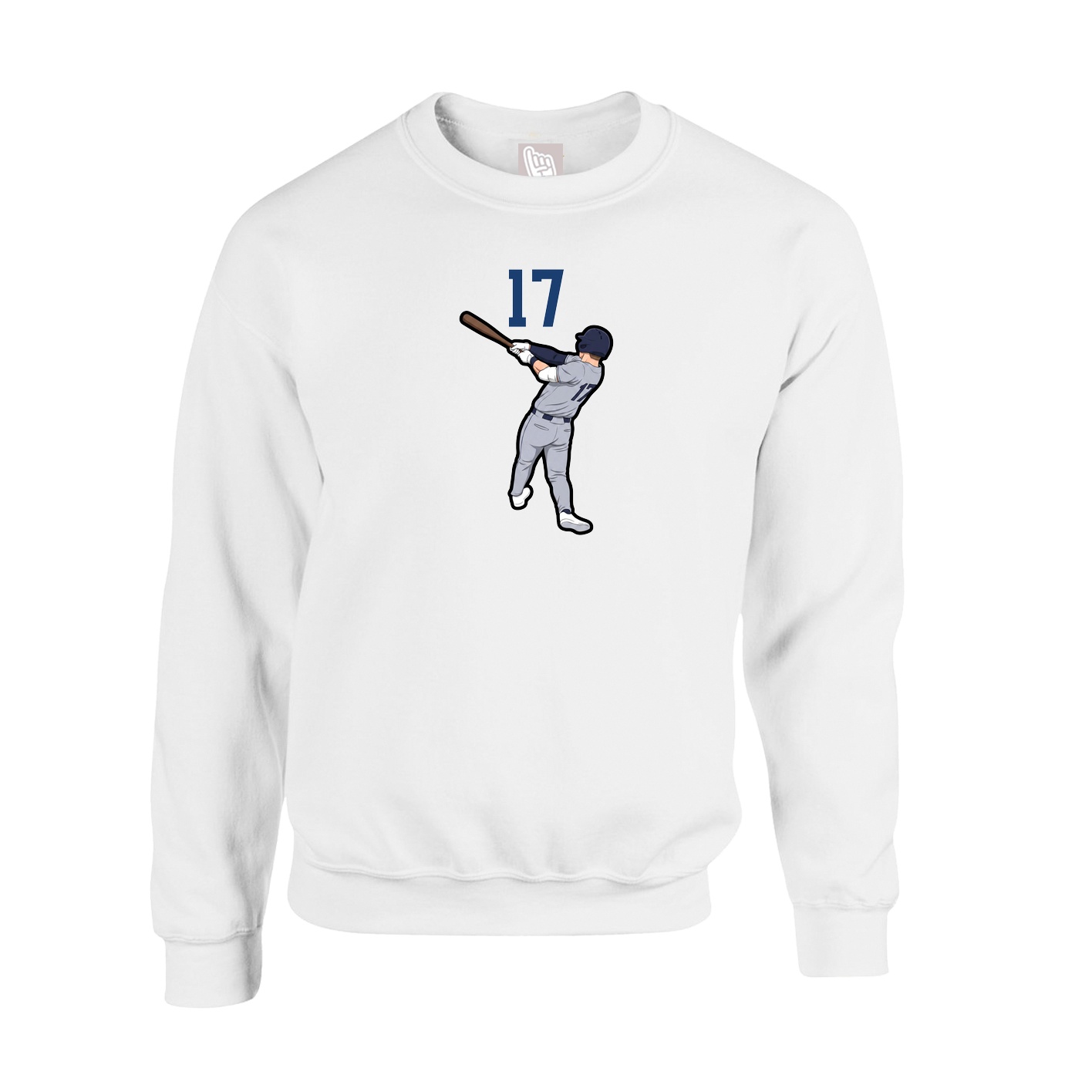 Fleece Crew — Number Top in White