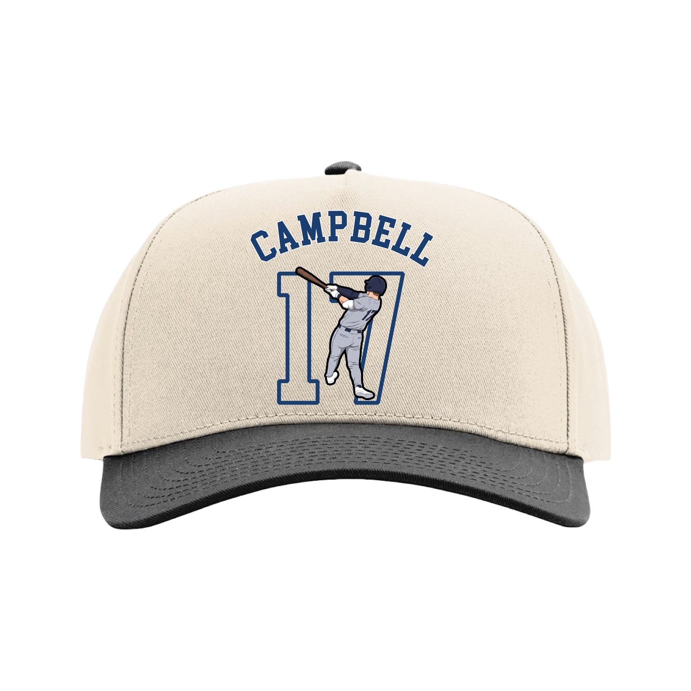 Full Fabric Five-Panel Champ Cap — Shirsey Arch in Cream/Black