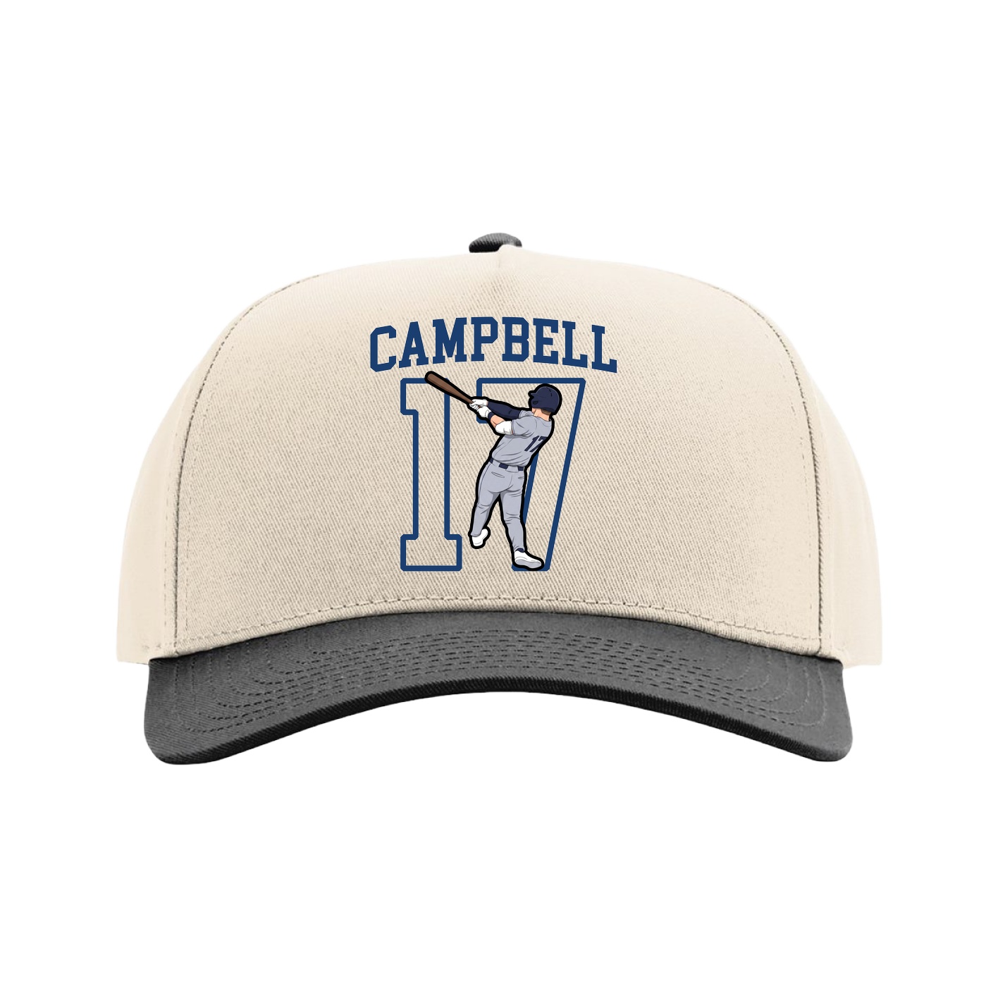 Full Fabric Five-Panel Champ Cap — Shirsey in Cream/Black
