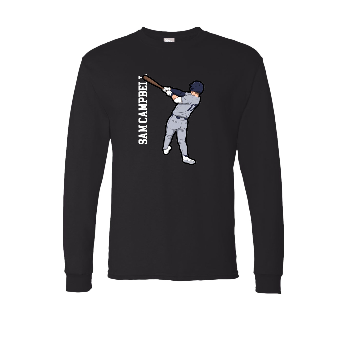 Long Sleeve Tee — Name Vertical in Black