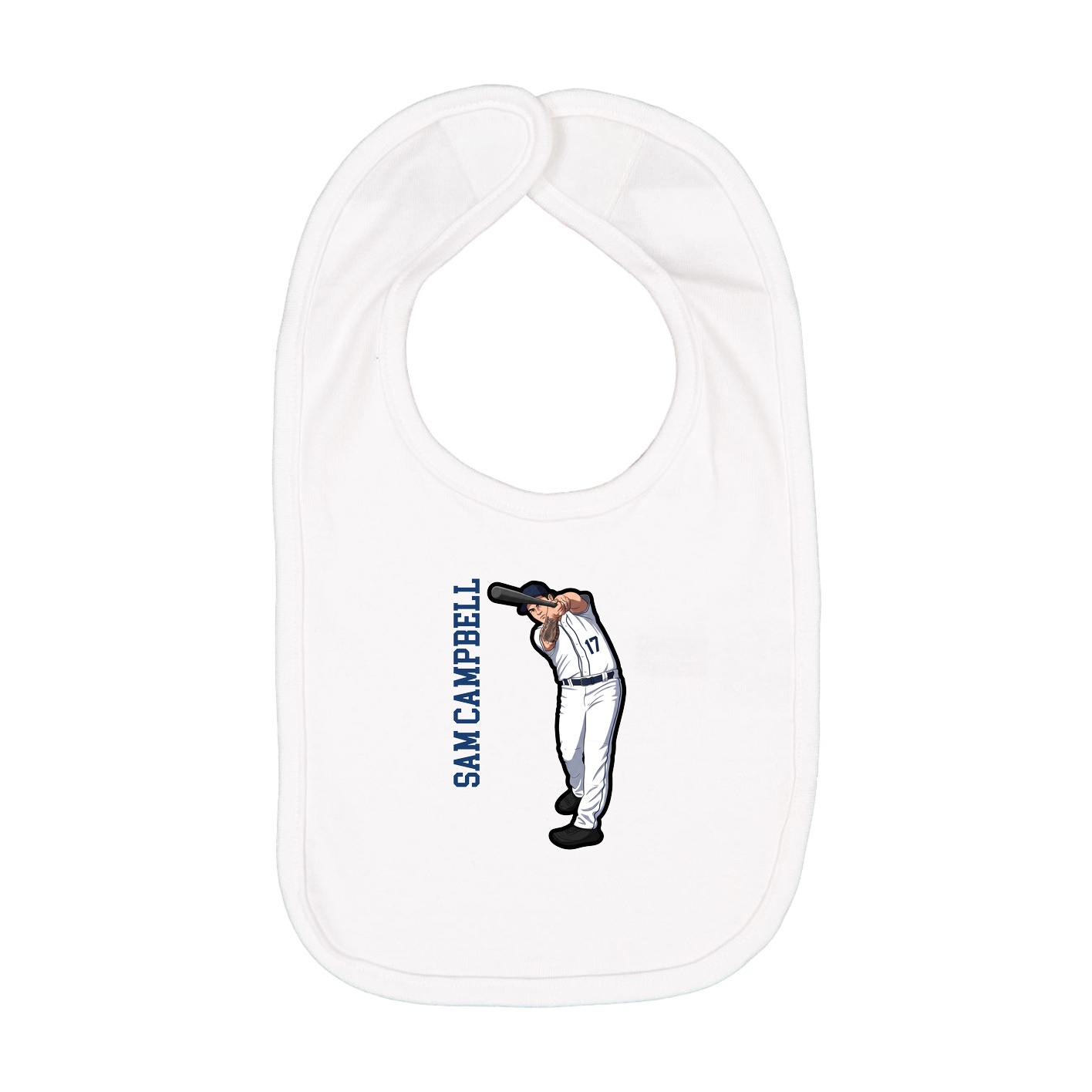 Infant Bib — Name Vertical in White
