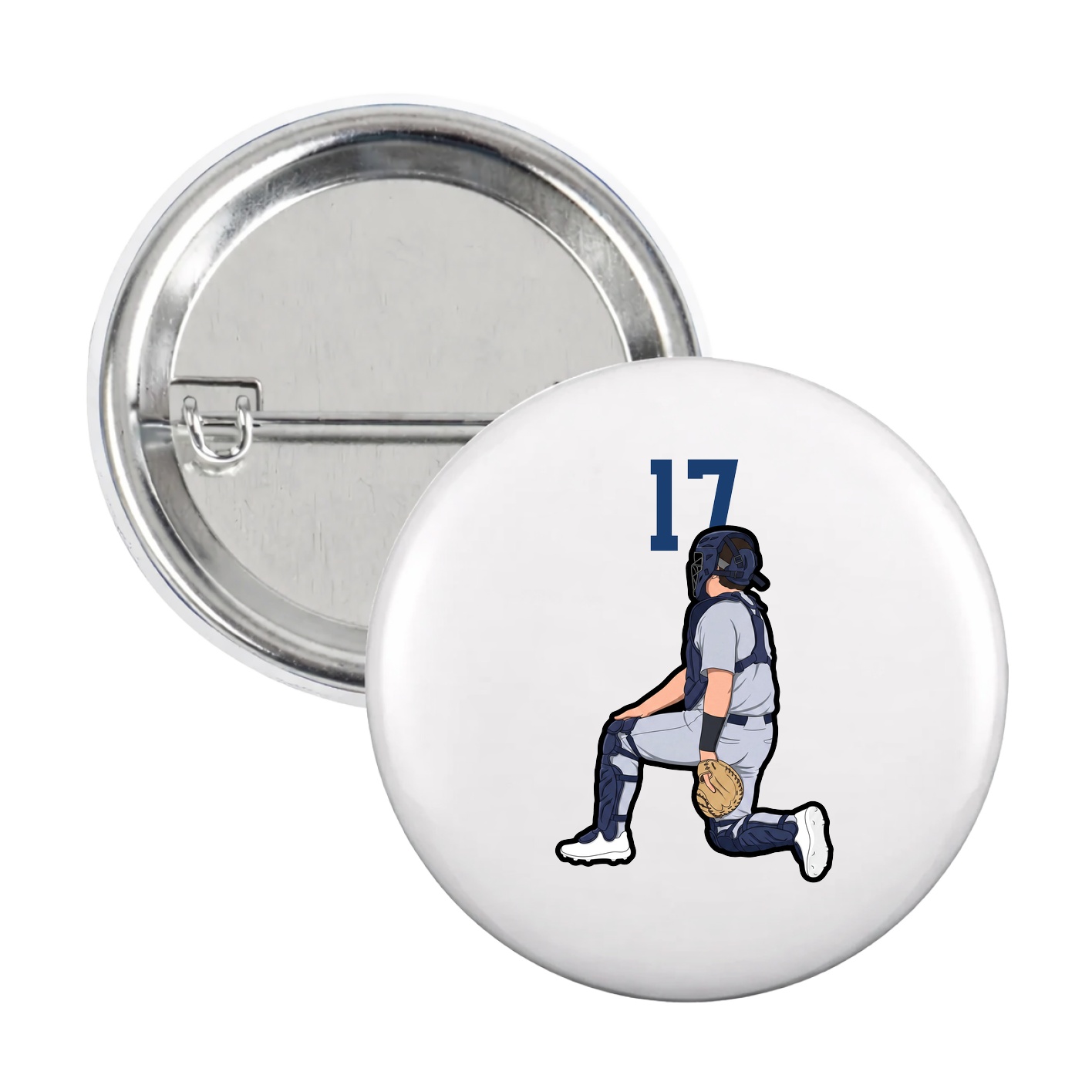 Game Day Button — Number Top in White