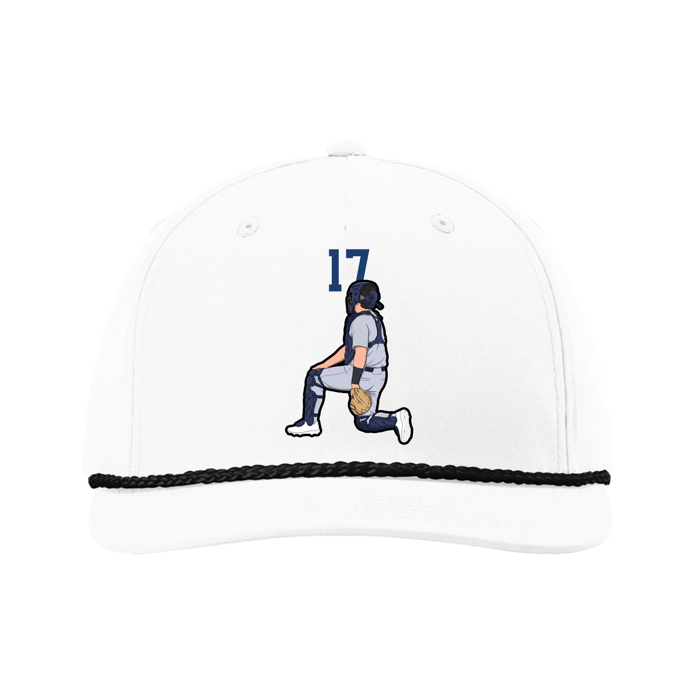 Five-Panel Classic Rope Cap — Number Top in White