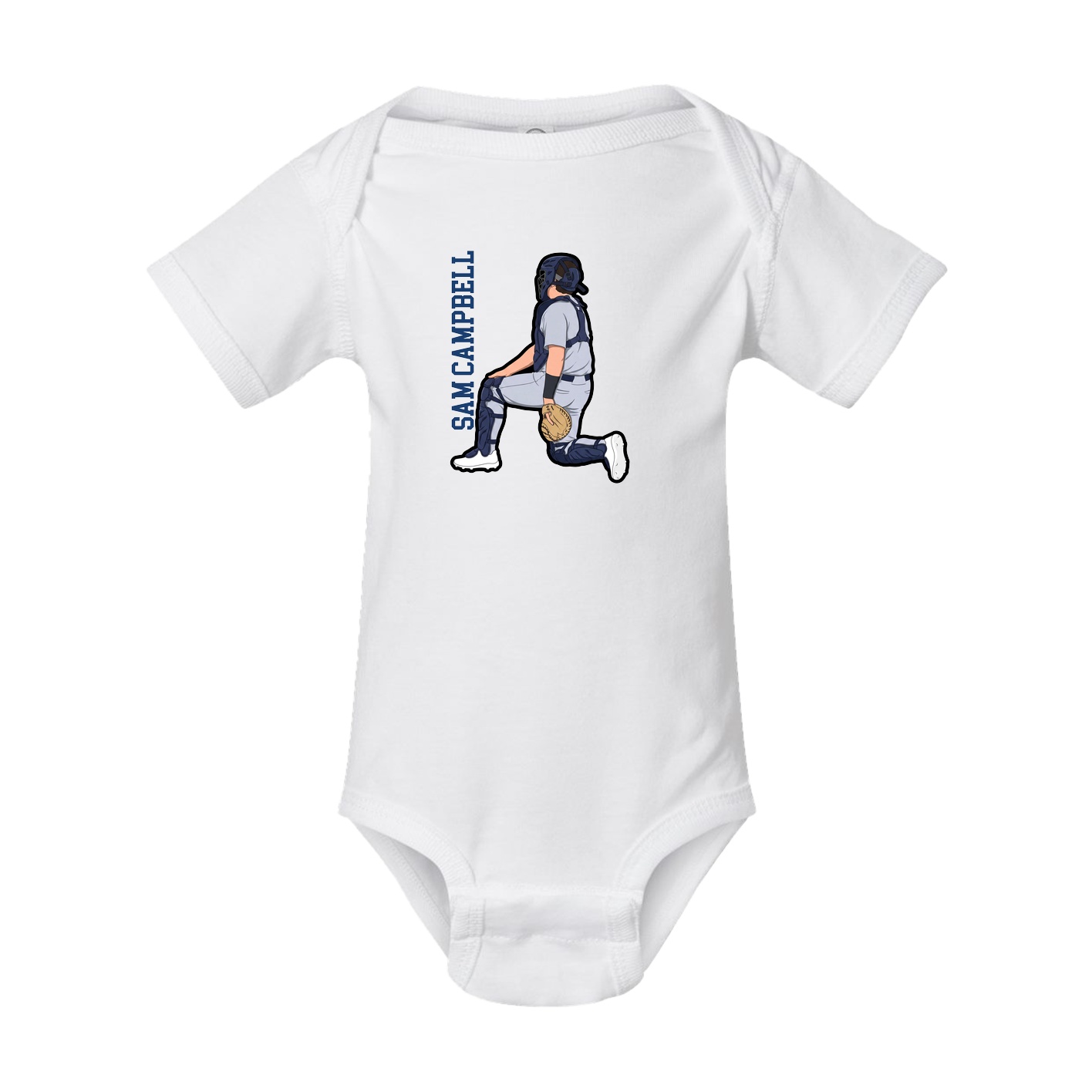 Baby Onesie — Name Vertical in White