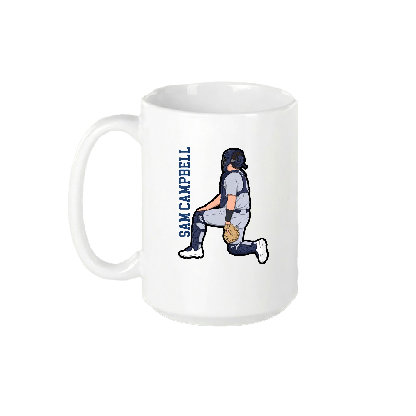 15oz Coffee Mug — Name Vertical in White