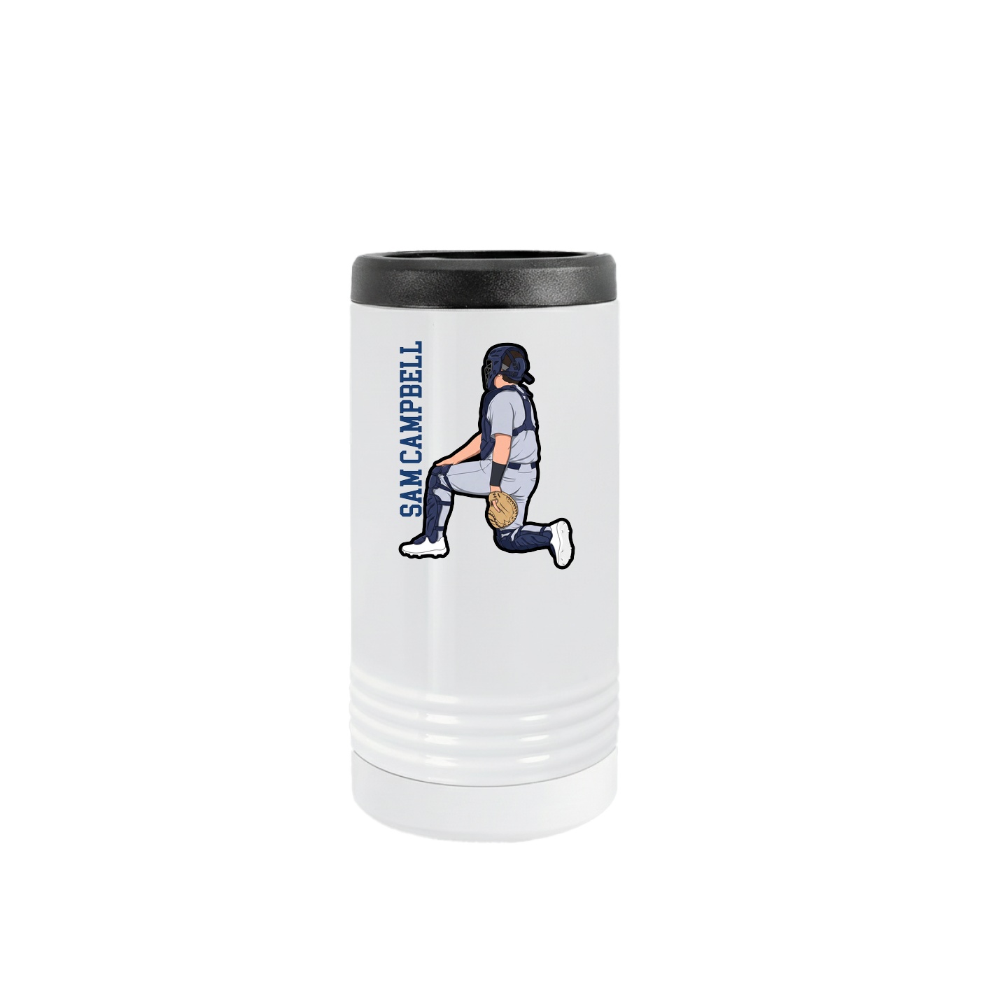 Slim Beverage Holder — Name Vertical in White