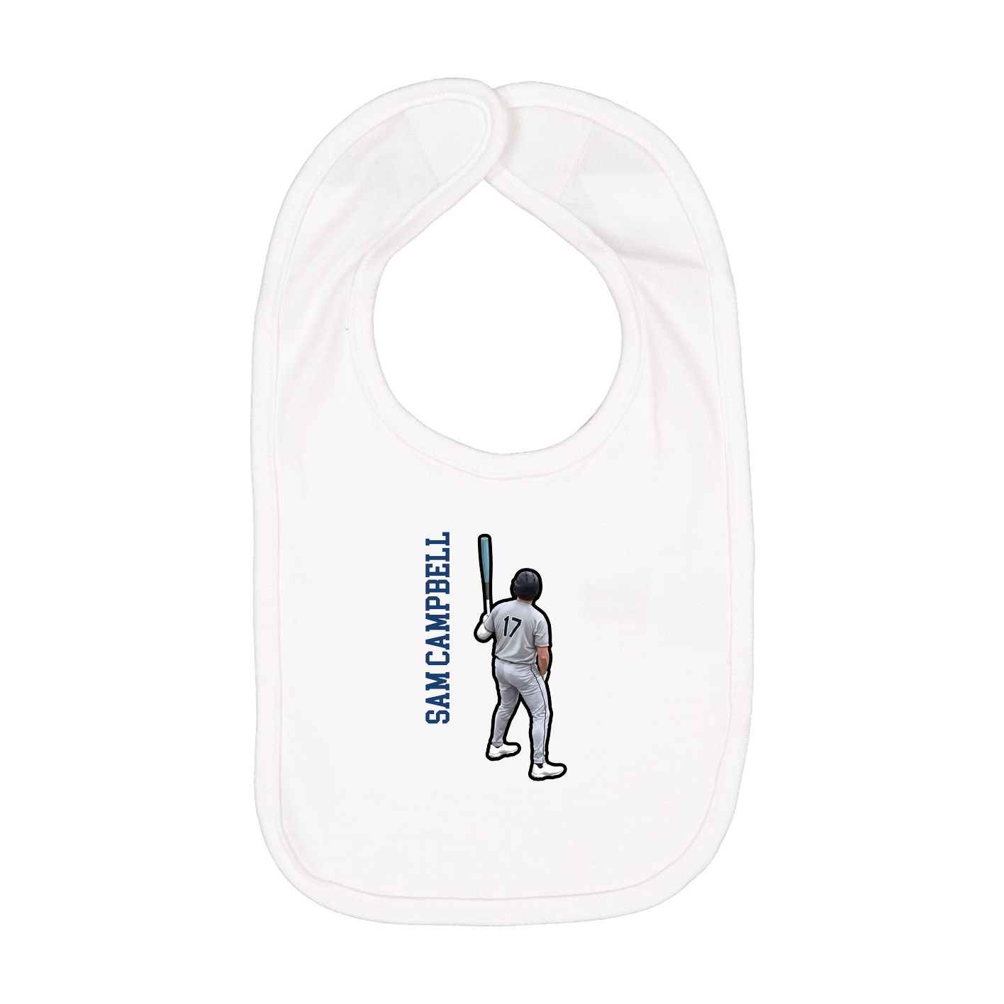 Infant Bib — Name Vertical in White