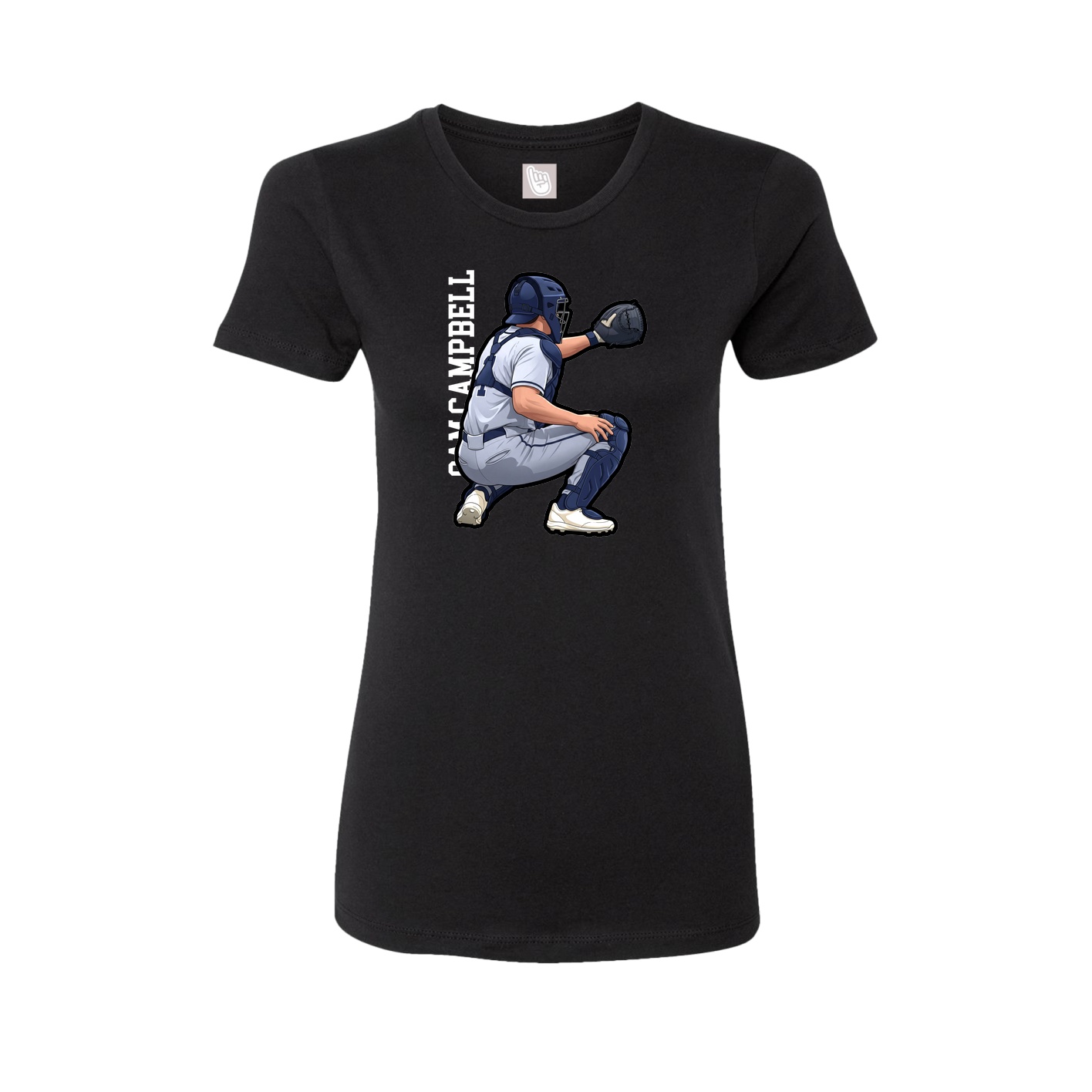 Womens Tee — Name Vertical in Black