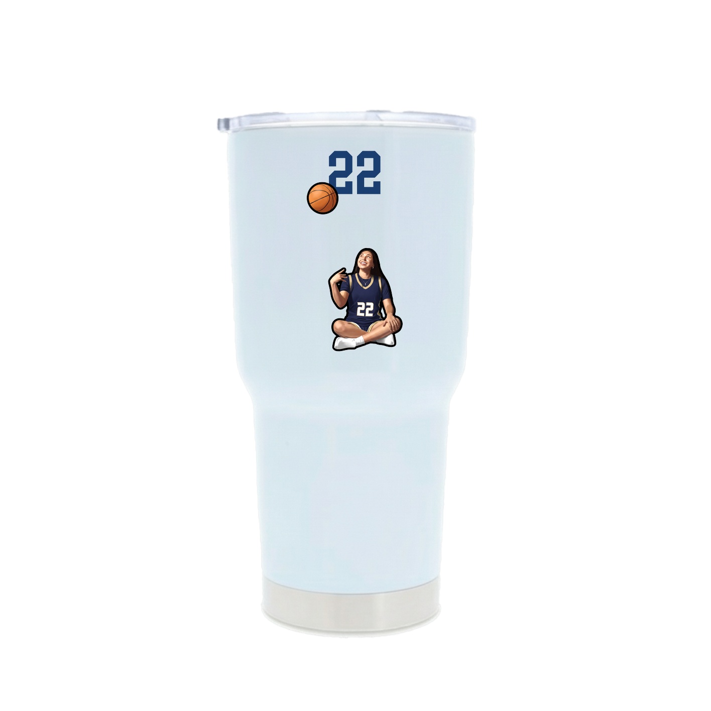 30oz Stainless Steel Tumbler — Number Top in White