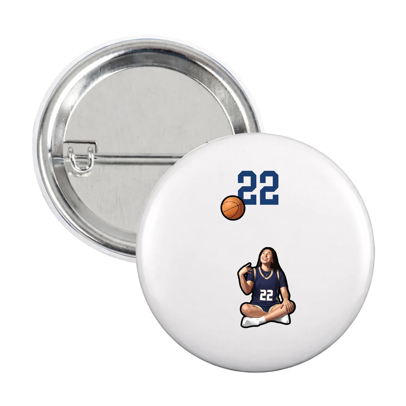 Game Day Button — Number Top in White