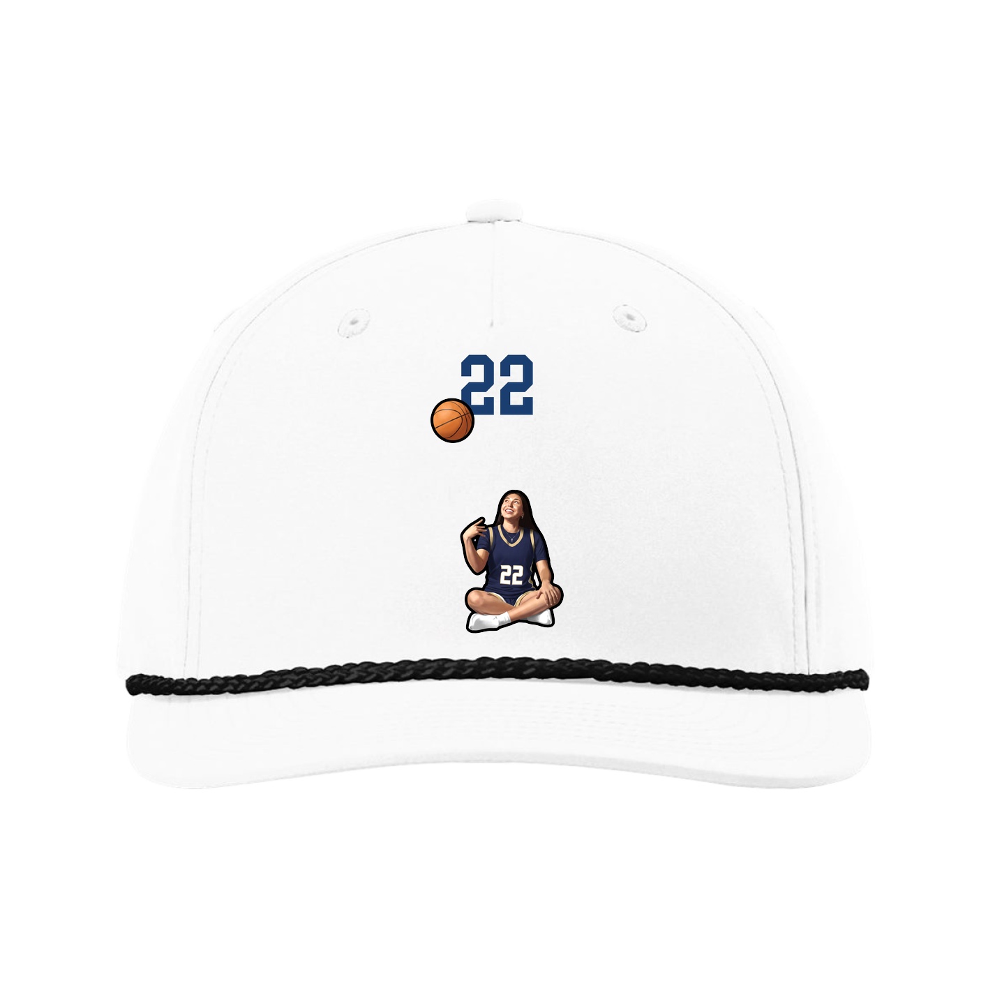Five-Panel Classic Rope Cap — Number Top in White
