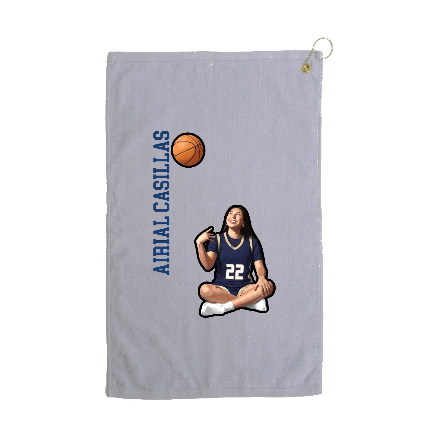 Golf Towel — Name Vertical in Grey